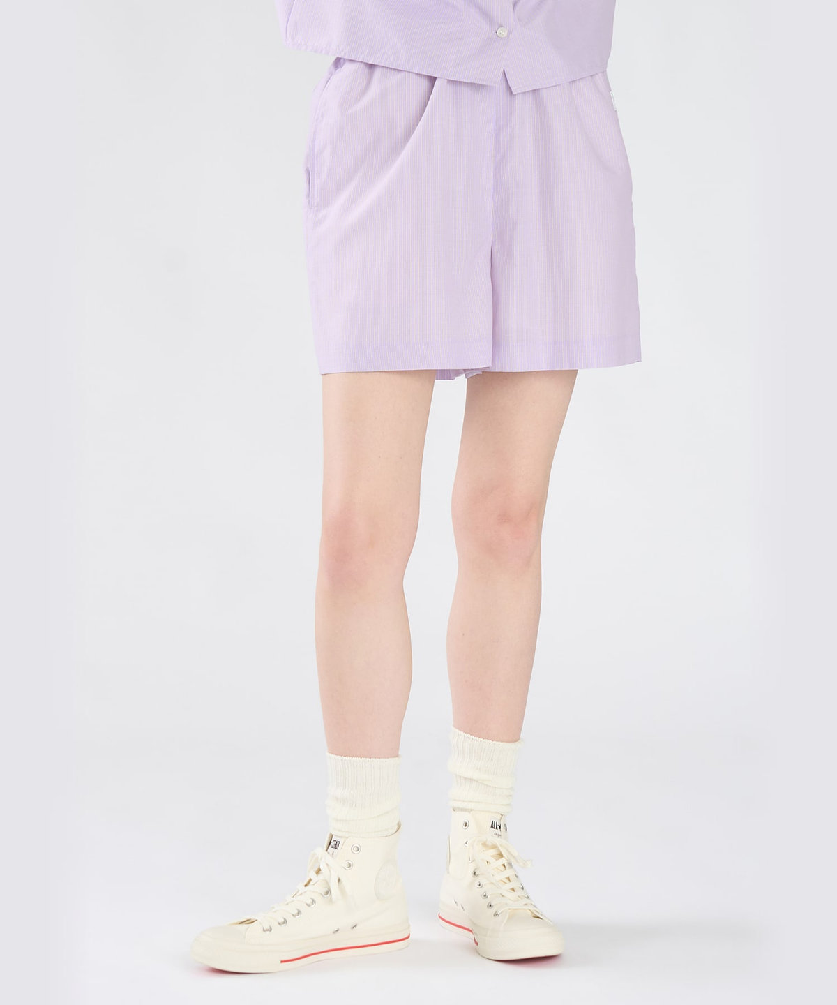 To b. by agnès b. ストライプ ショートパンツ パープル系その他