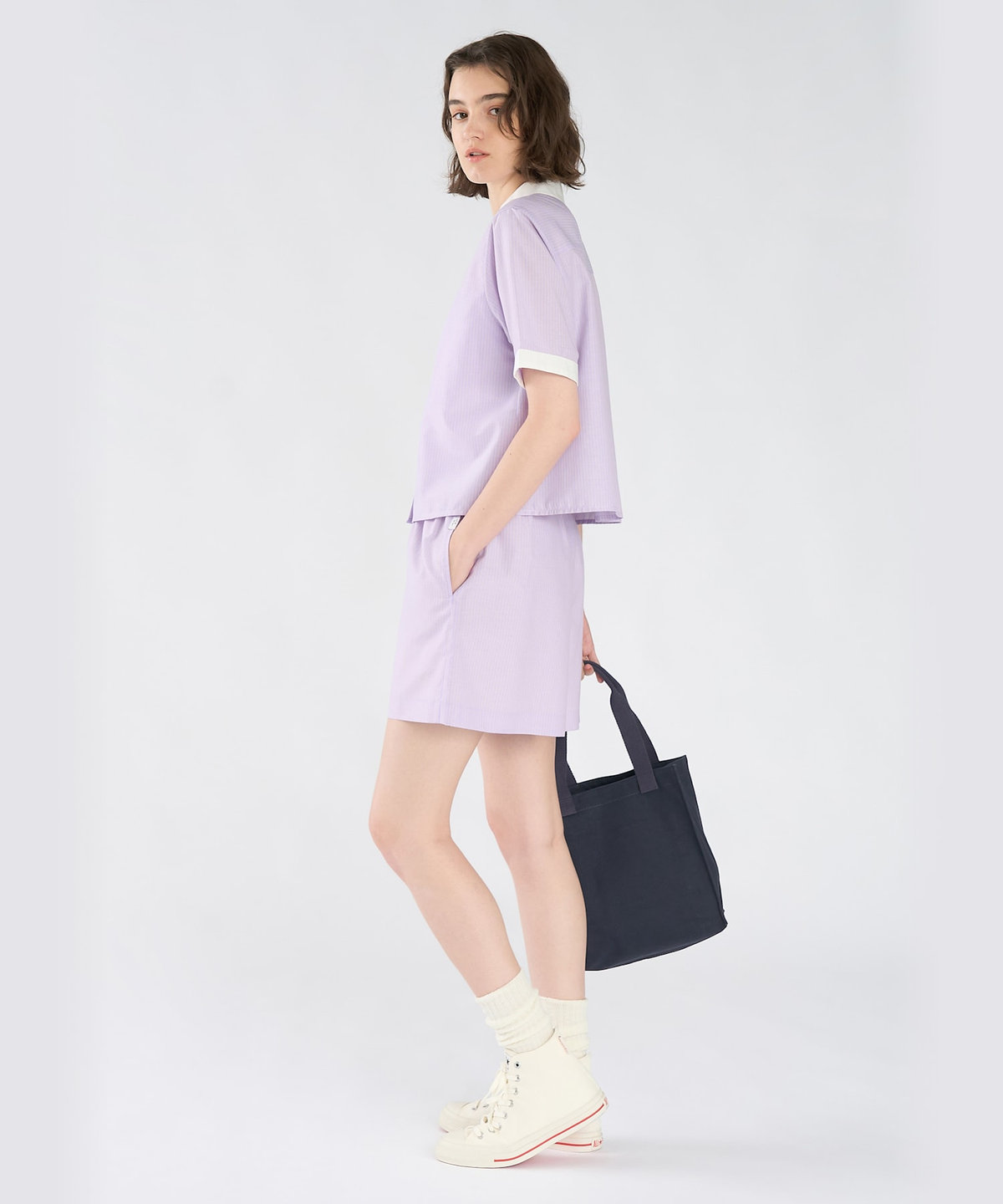 To b. by agnès b. ストライプ ショートパンツ パープル系その他