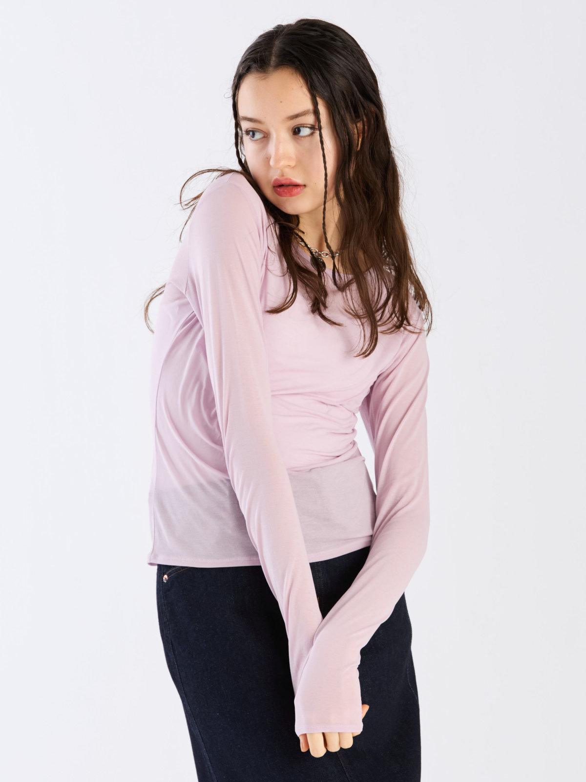 To b. by agnès b. 【Outlet】シアーロングTシャツ ピンク