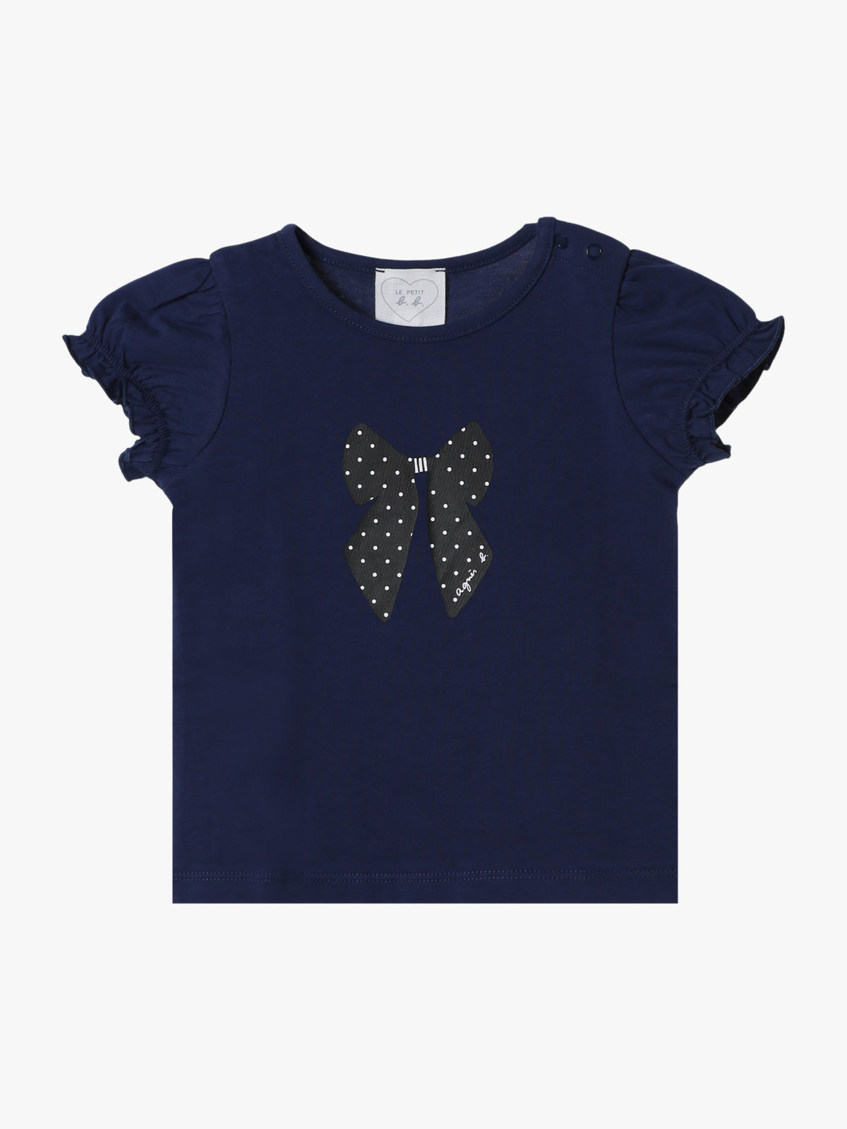 ENFANT ベビー ベビー リボンプリント コットン 半袖 Tシャツ ネイビー