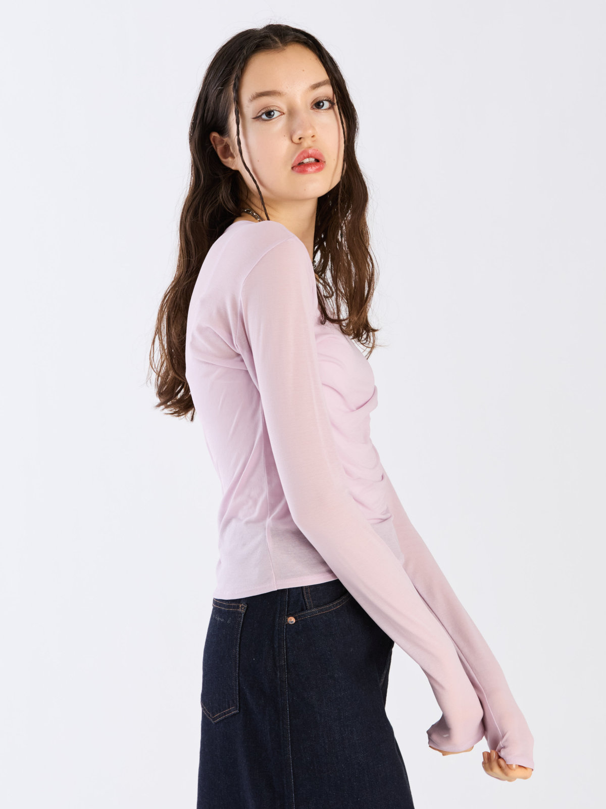 To b. by agnès b. 【Outlet】シアーロングTシャツ ピンク