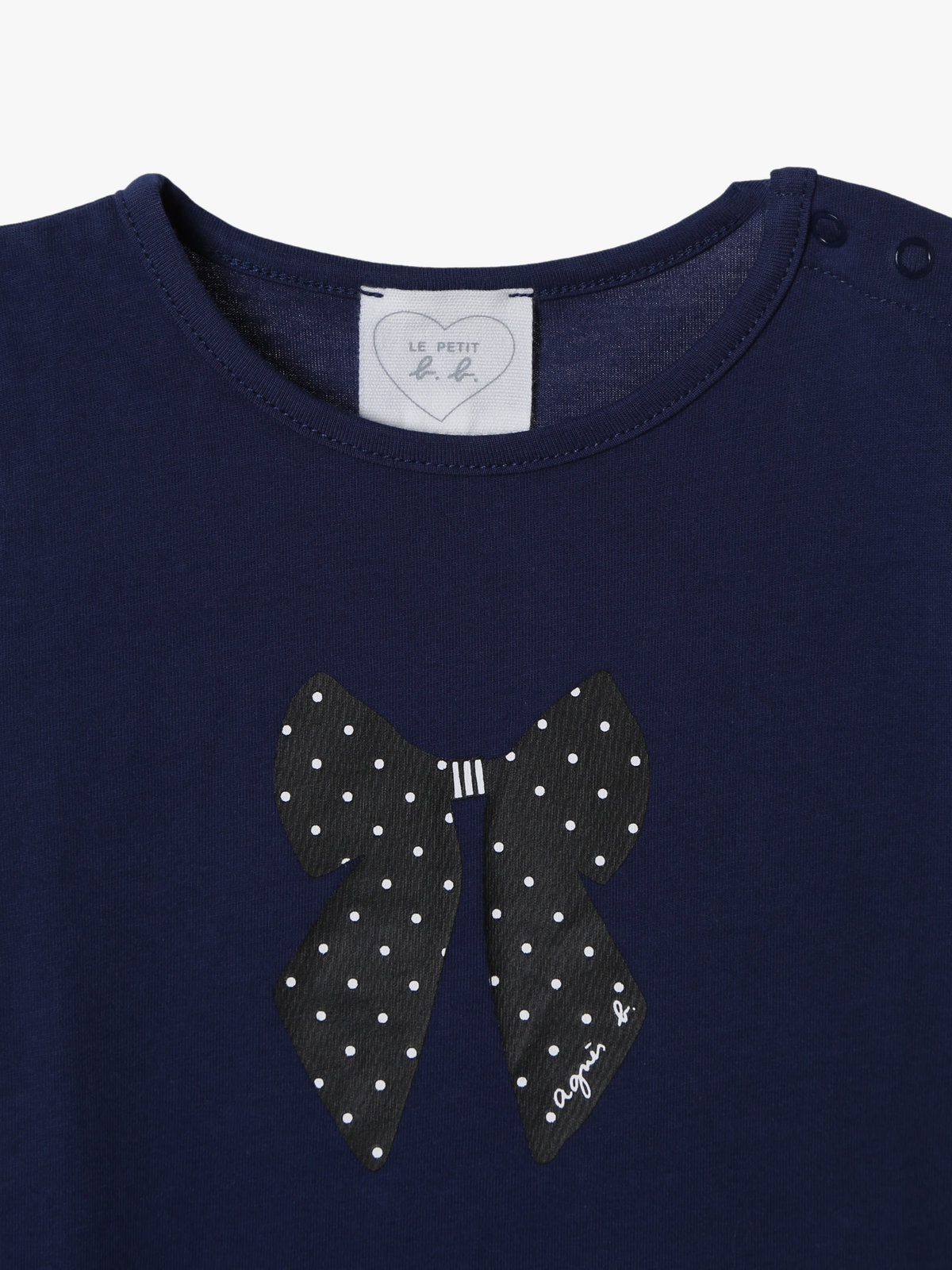 ENFANT ベビー ベビー リボンプリント コットン 半袖 Tシャツ ネイビー