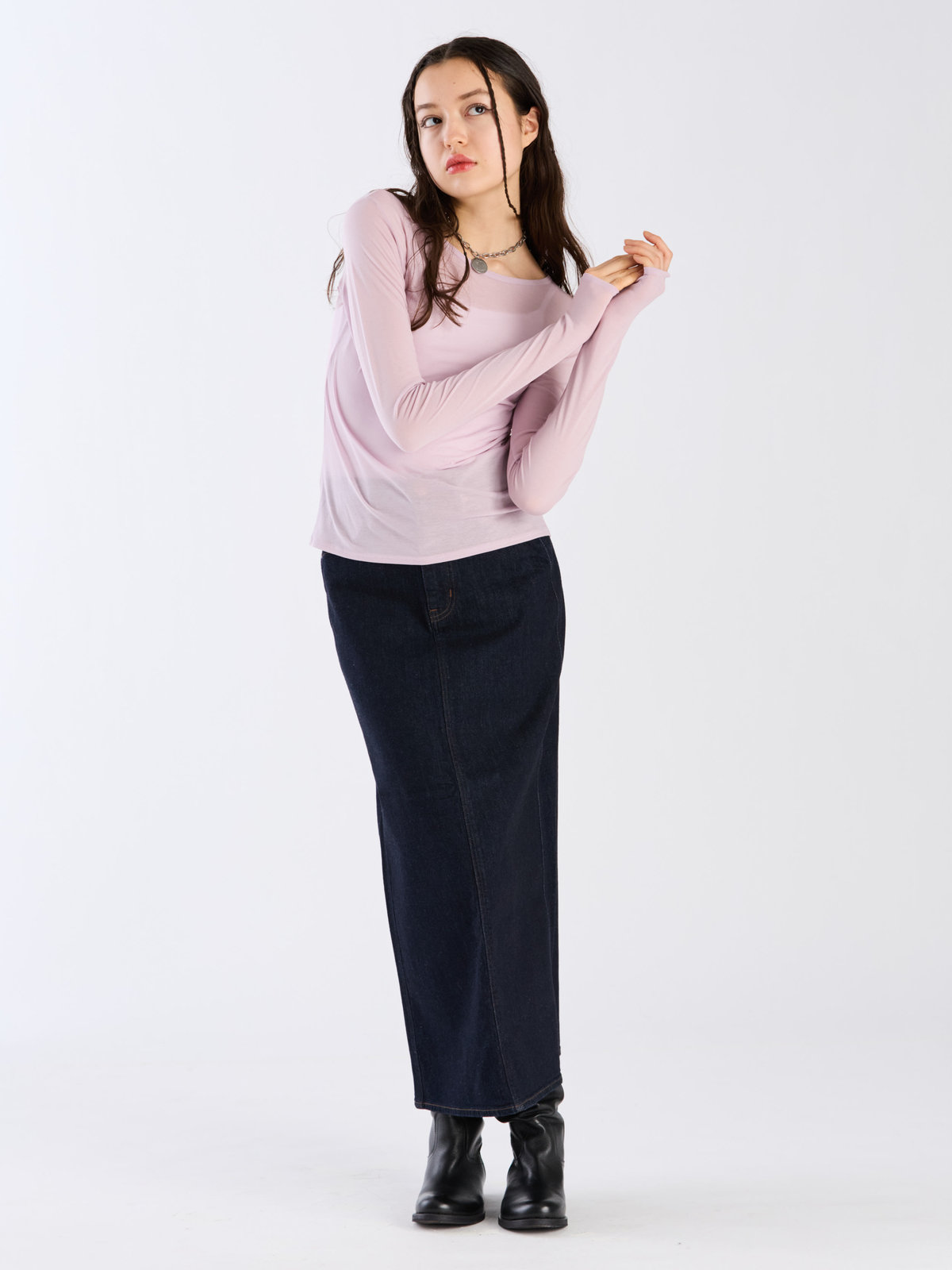 To b. by agnès b. 【Outlet】シアーロングTシャツ ピンク