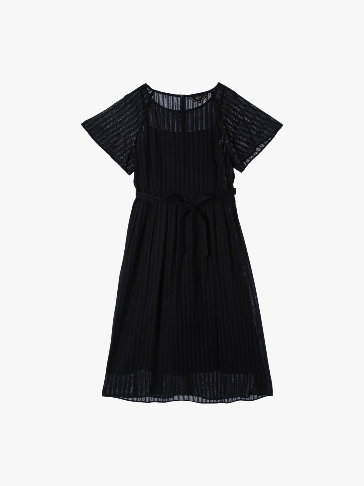 To b. by agnès b. 【Outlet】からみ織 コットン 半袖 ワンピース ネイビー