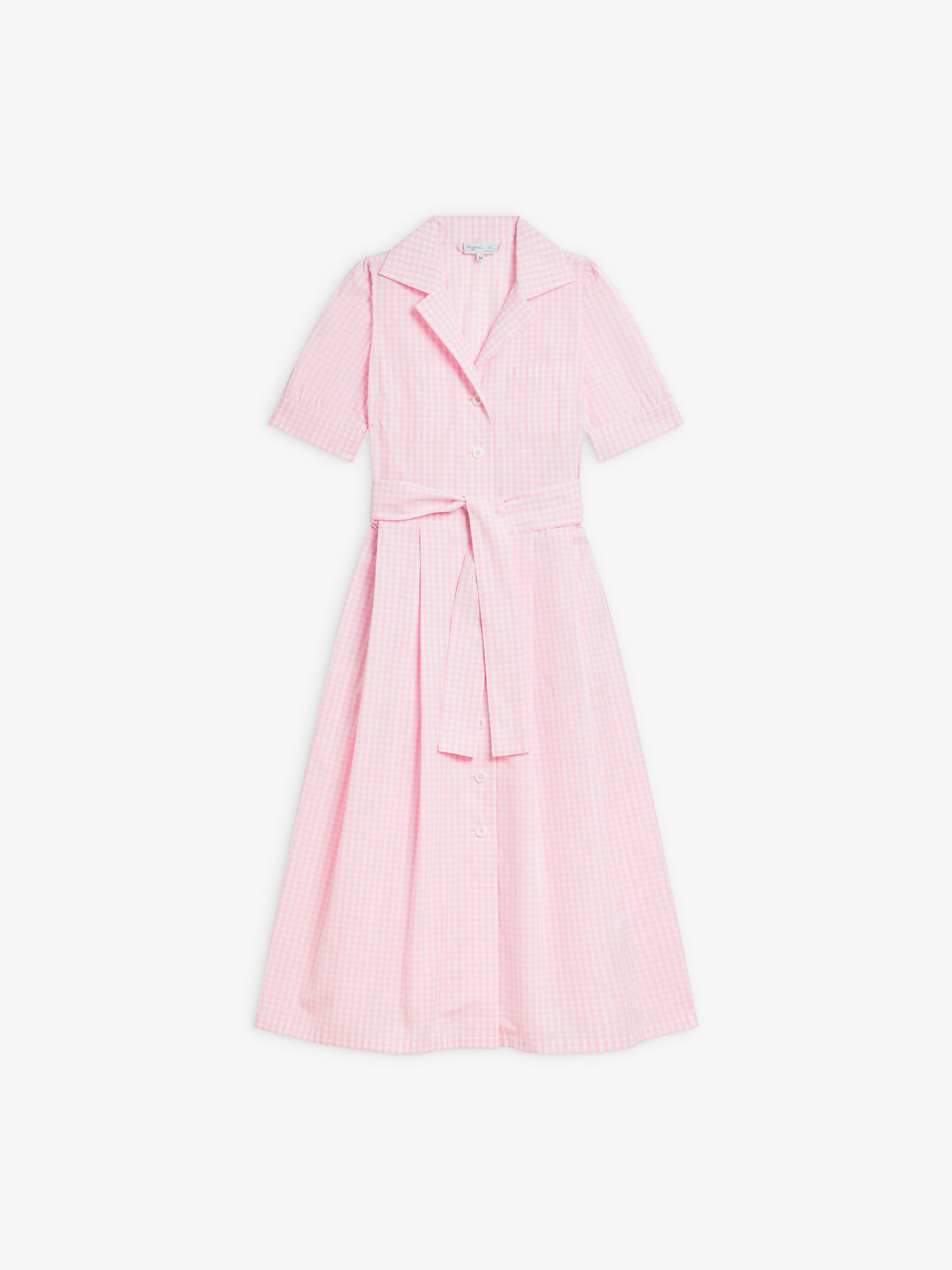 FEMME ウィメンズ 【Outlet】ギンガムチェック 半袖 開襟シャツワンピース ”Marilor” ピンク