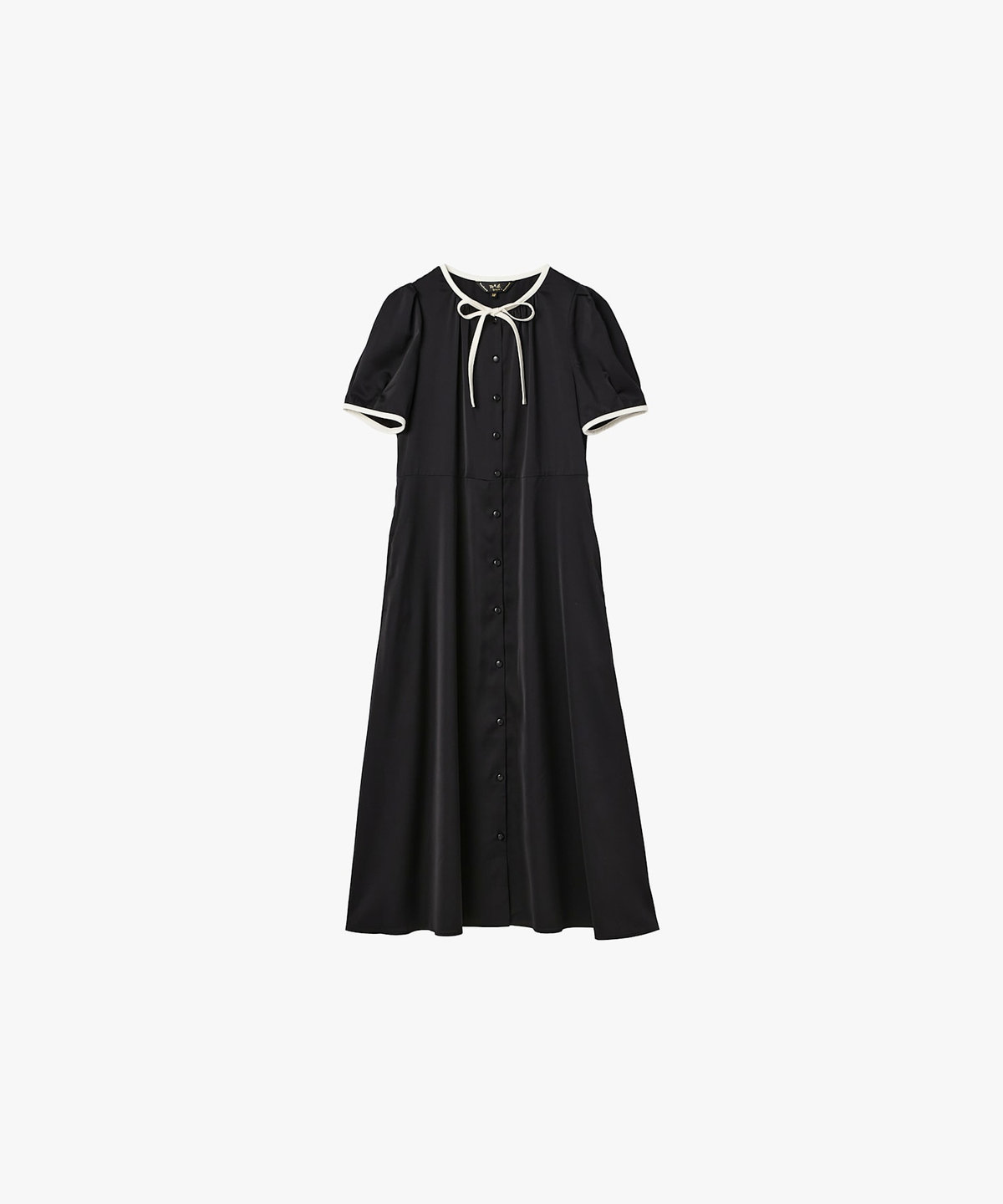 To b. by agnès b. WEB限定 ポリエステル バイカラー 半袖 ワンピース ブラック