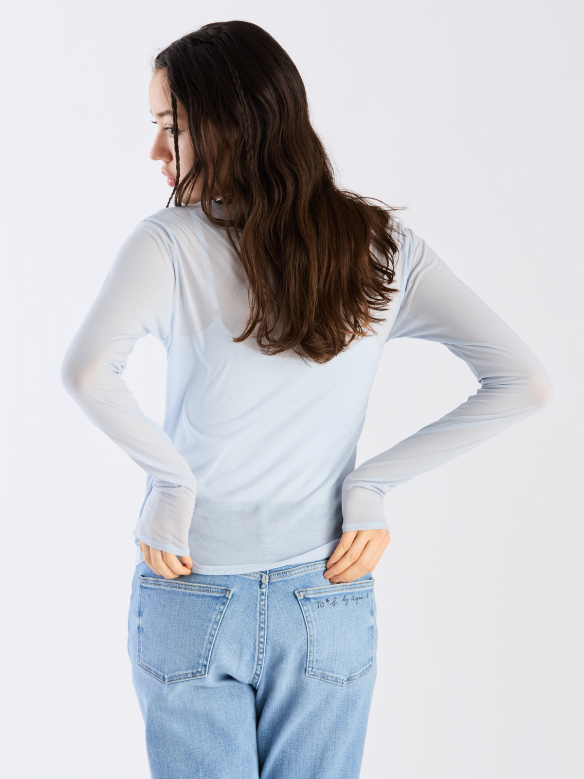 To b. by agnès b. 【Outlet】シアーロングTシャツ ライトブルー