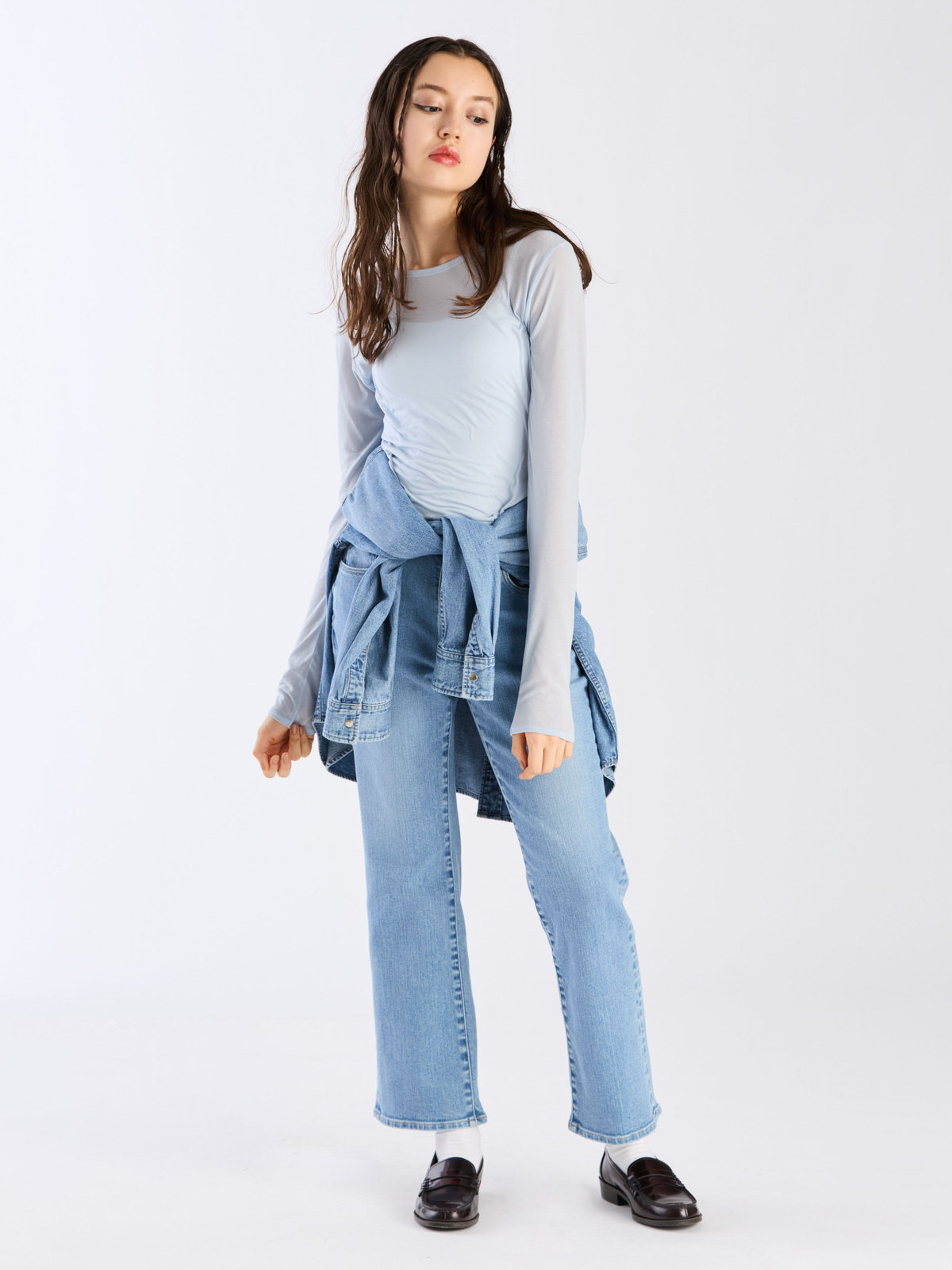 To b. by agnès b. 【Outlet】シアーロングTシャツ ライトブルー