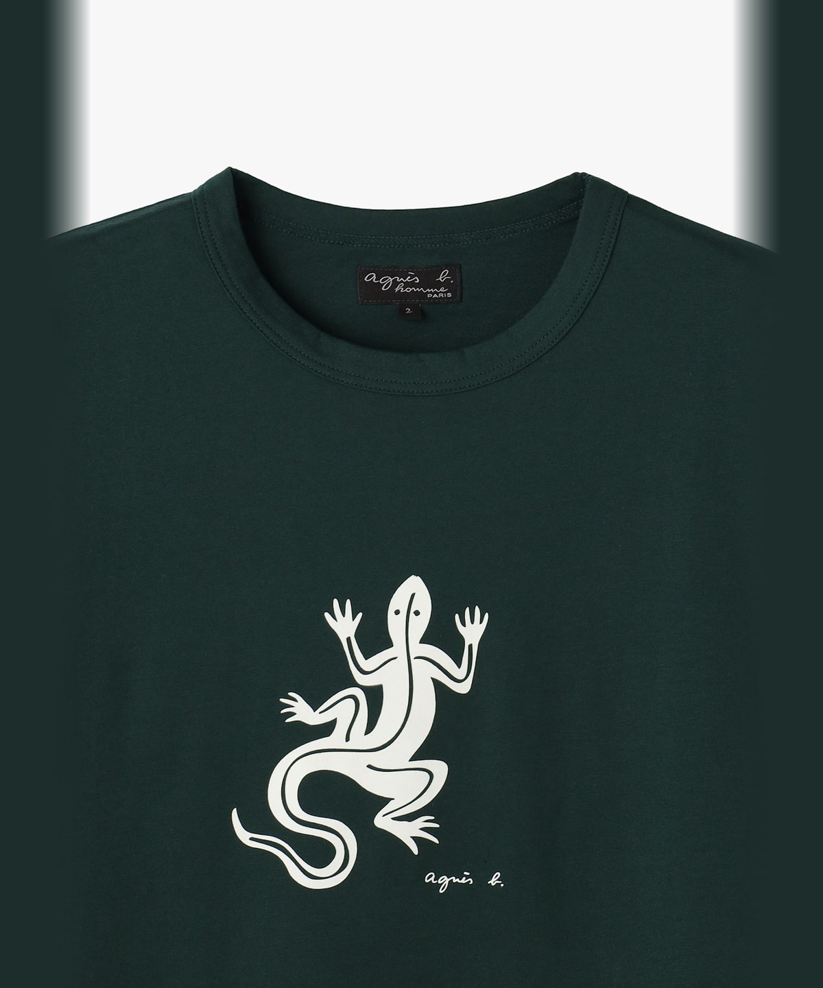 HOMME メンズ メンズ アイコニック コットン 半袖 Tシャツ "Lezard" グリーン