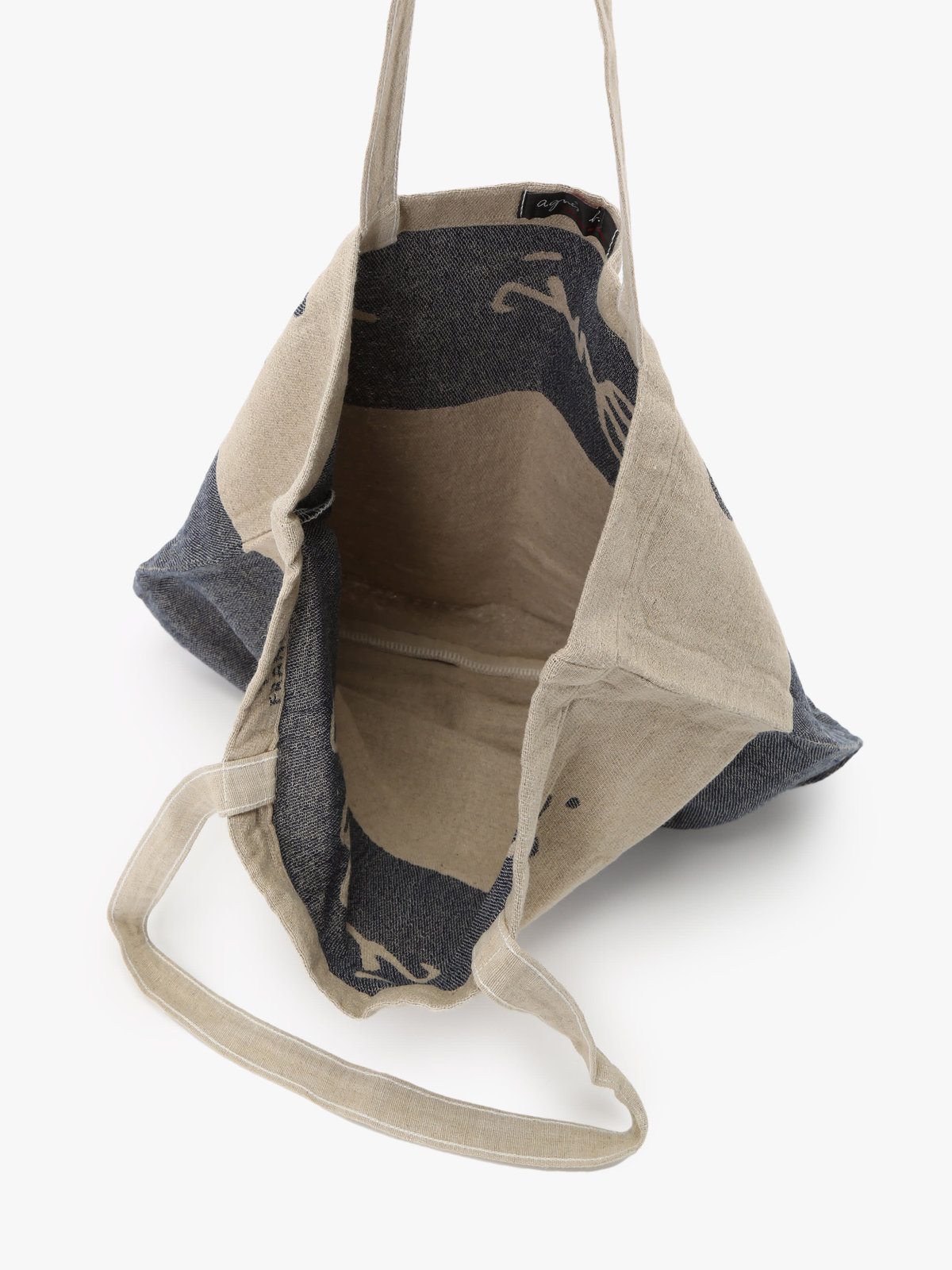 FEMME ウィメンズ 【Outlet】ロゴ プリント コットン リネン トートバッグ ”Elie” (ユニセックス) ネイビー