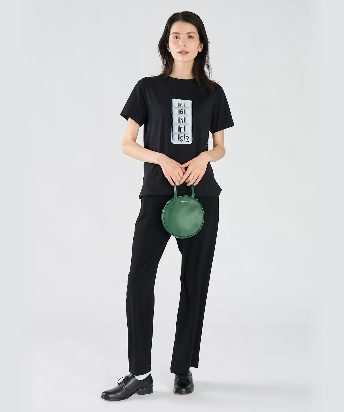 FEMME ウィメンズ 【by R 限定品】agnes b. フォトプリント コットン 半袖 Tシャツ ブラック