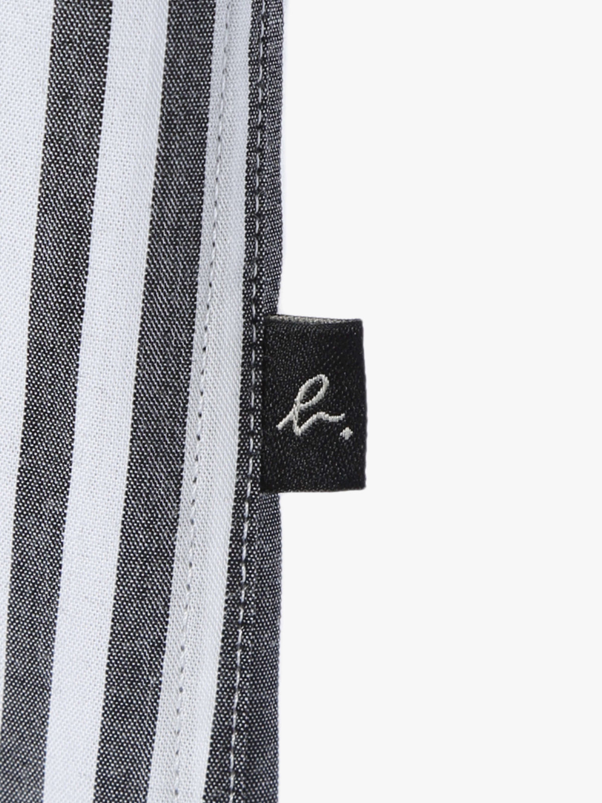 HOMME メンズ メンズ アイコニック 刺繍 ストライプ 長袖 シャツ ”Lezard” ブラック