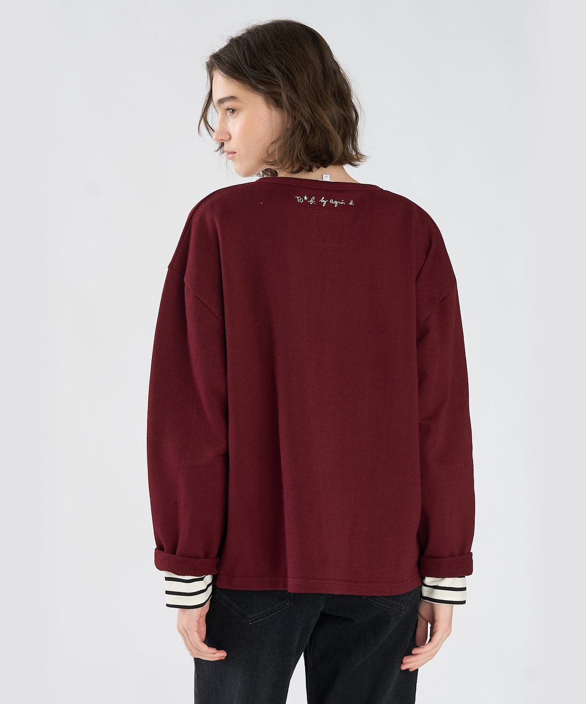 To b. by agnès b. To b. by agnes b.× green label relaxing コットン ビッグカーディガン ボルドー