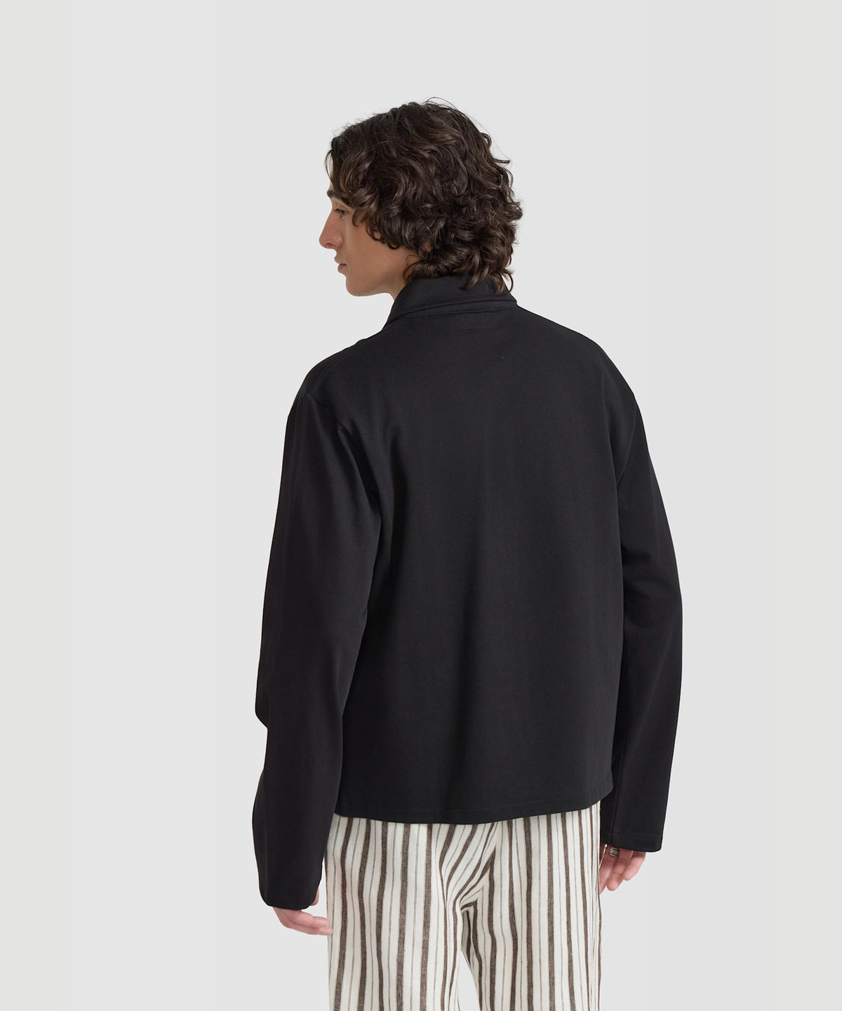 HOMME メンズ メンズ コットン ジャージー 長袖 カーディガン "Alberto" ブラック