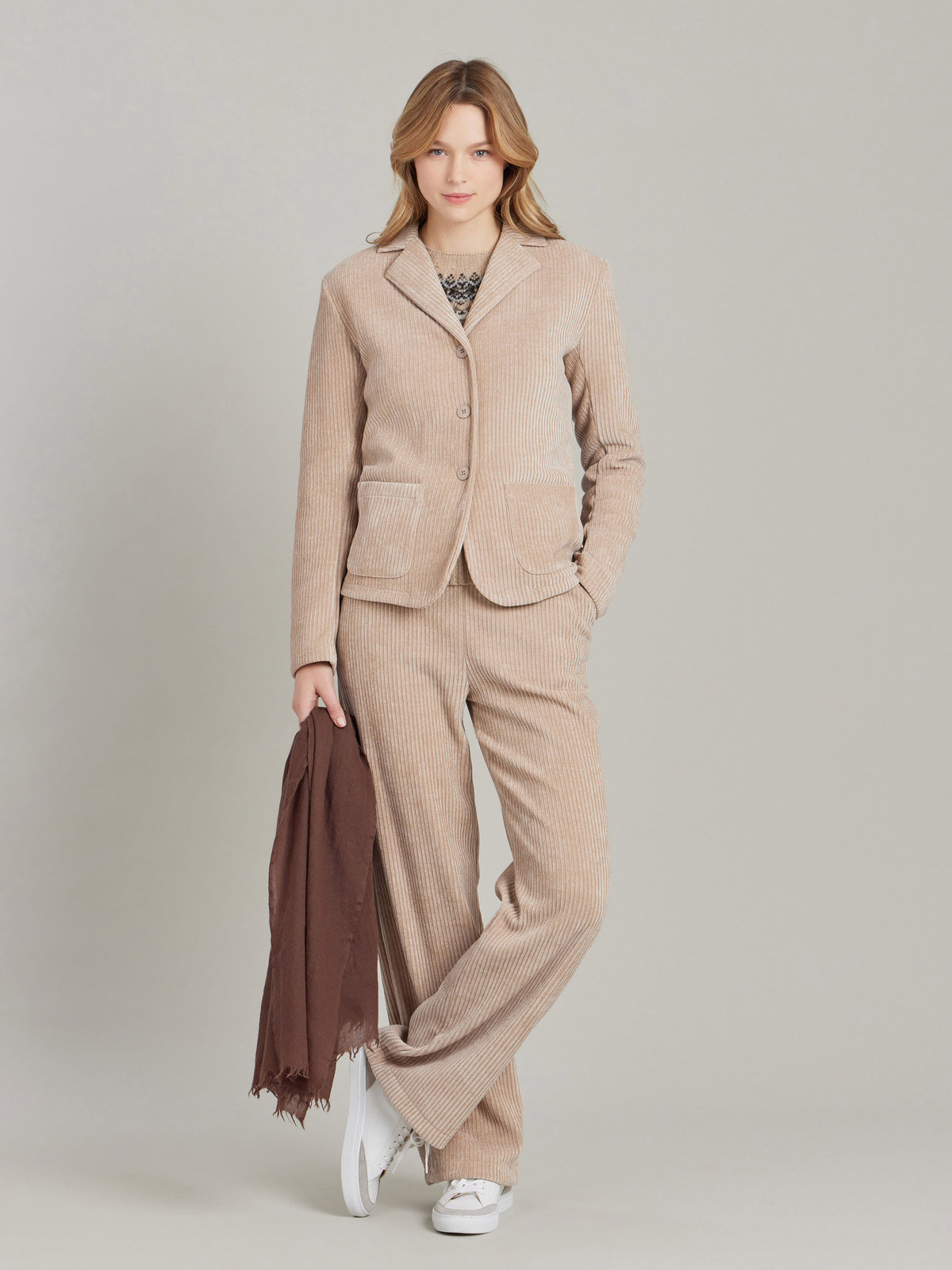 FEMME ウィメンズ 【Outlet】コーデュロイ ジャージー テーラードジャケット "New College" ブラウン系その他