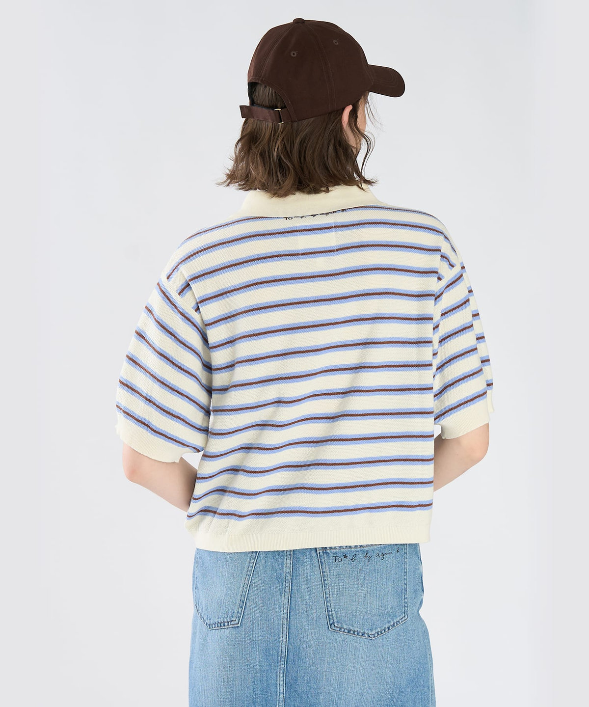 To b. by agnès b. To b. by agnes b.× green label relaxing ロゴ刺繍 コットン ニットポロ ホワイト系