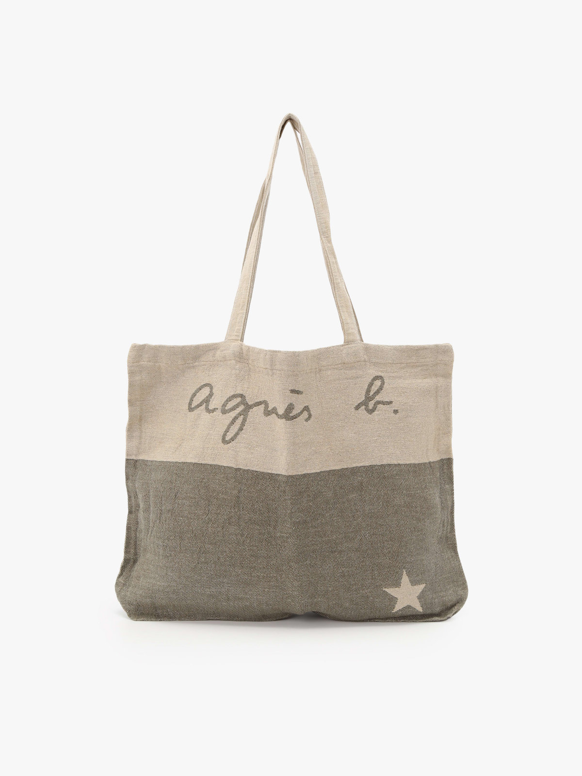 FEMME ウィメンズ 【Outlet】ロゴ プリント コットン リネン トートバッグ ”Elie” (ユニセックス) グリーン系その他