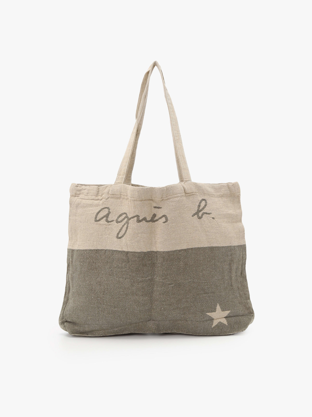 FEMME ウィメンズ 【Outlet】ロゴ プリント コットン リネン トートバッグ ”Elie” (ユニセックス) グリーン系その他