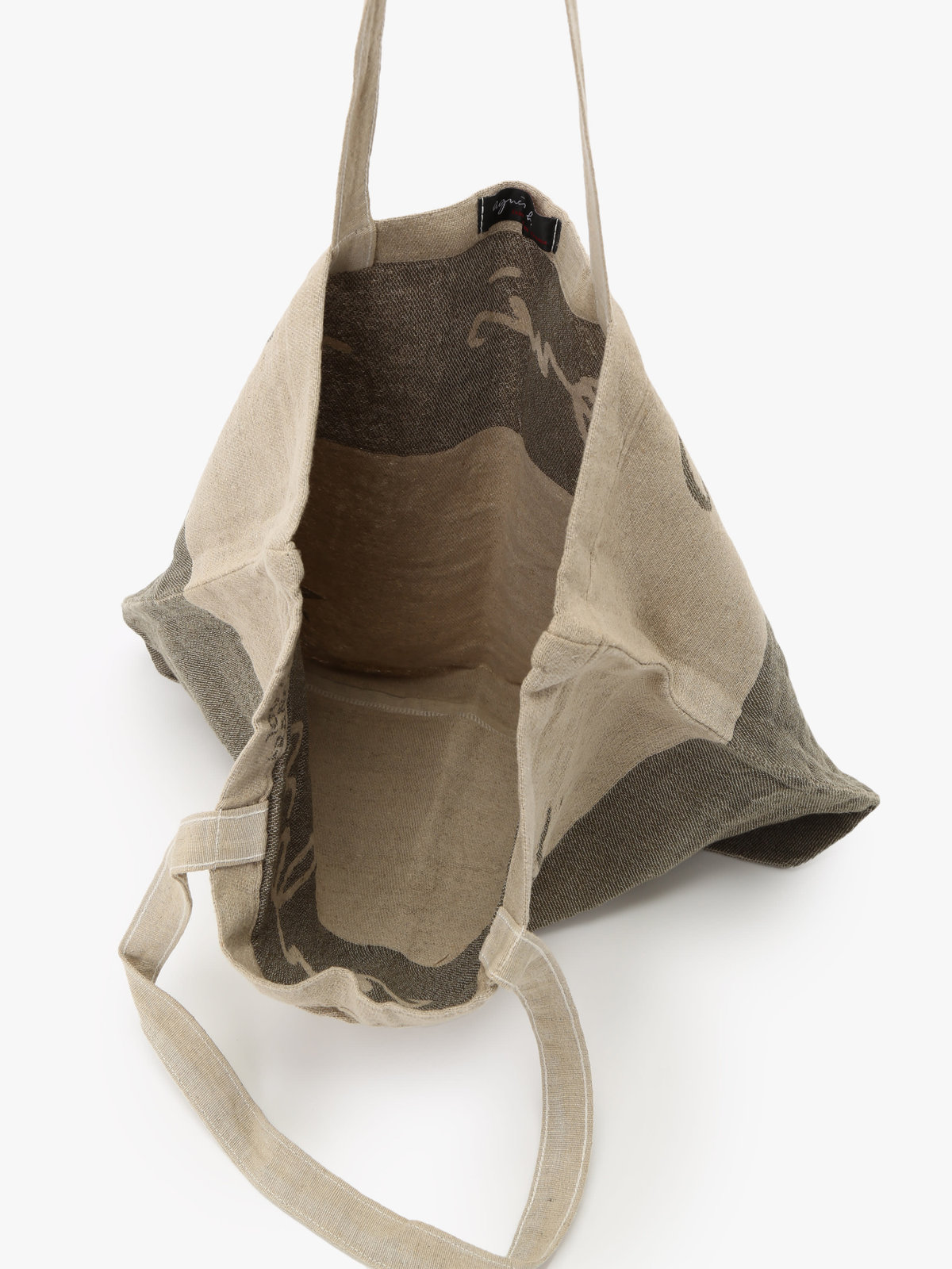 FEMME ウィメンズ 【Outlet】ロゴ プリント コットン リネン トートバッグ ”Elie” (ユニセックス) グリーン系その他