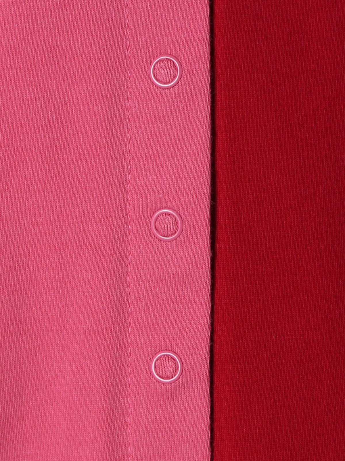 ENFANT ユニセックス キッズ バイカラー "b."ロゴ コットン 長袖 カーディガンプレッション "Bicol" レッド