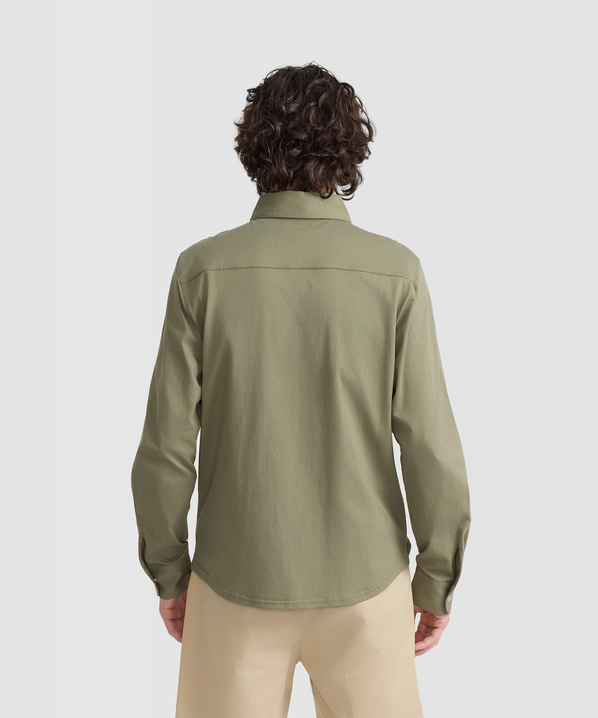 HOMME メンズ メンズ コットン 長袖 ジップシャツ "Metro" グリーン系その他