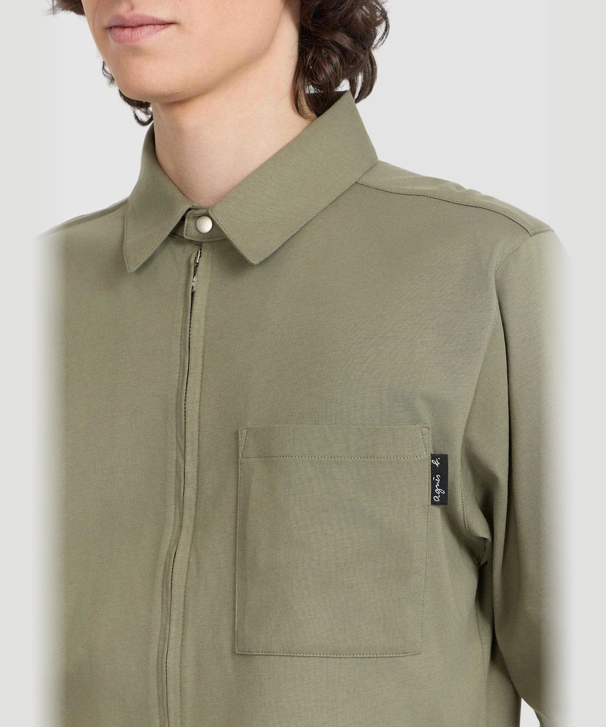 HOMME メンズ メンズ コットン 長袖 ジップシャツ "Metro" グリーン系その他