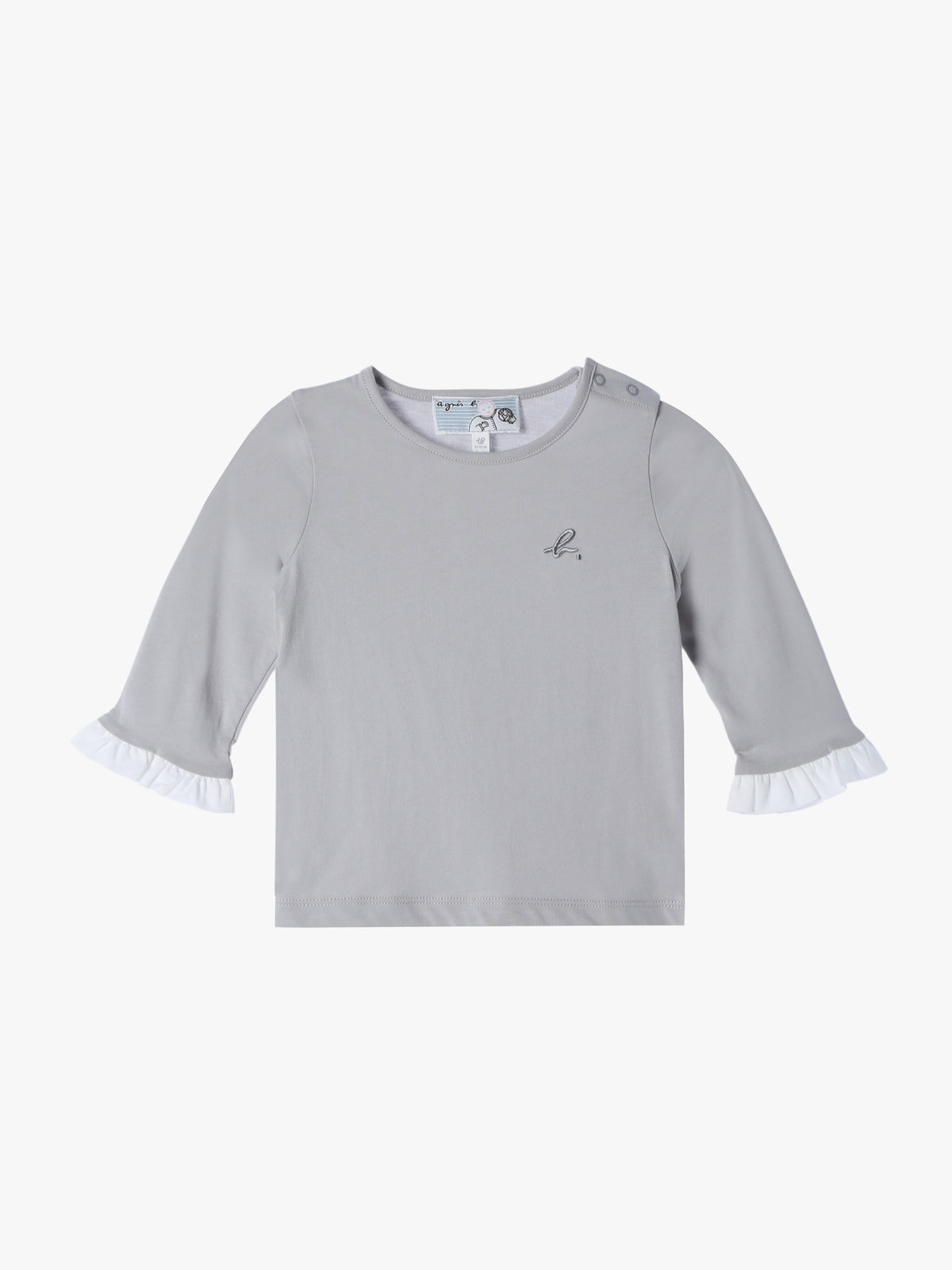 ENFANT ベビー ベビー コットン フリル 長袖 トップス グレー