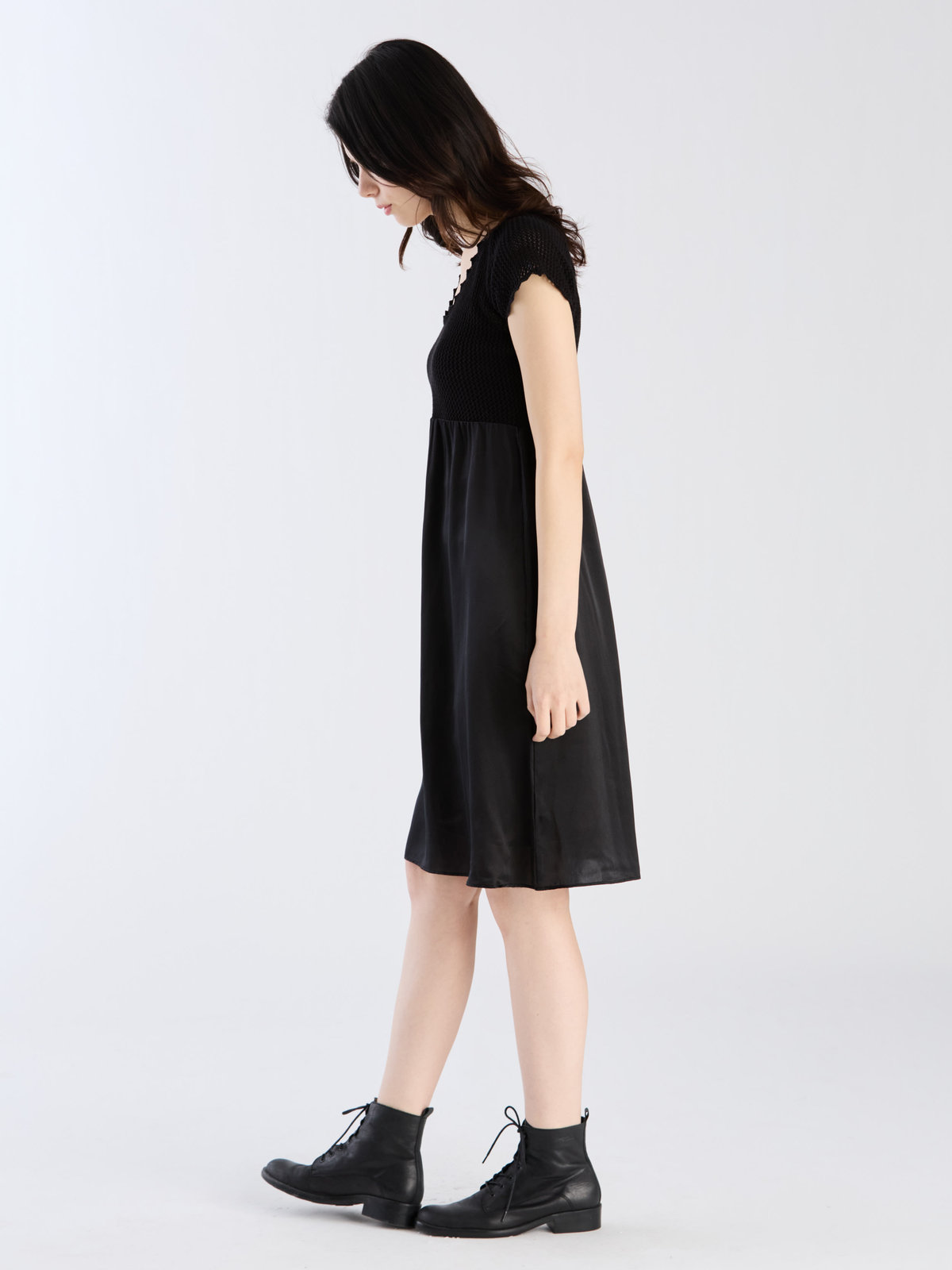 FEMME ウィメンズ コットン シルク ミニワンピース "Luna" ブラック