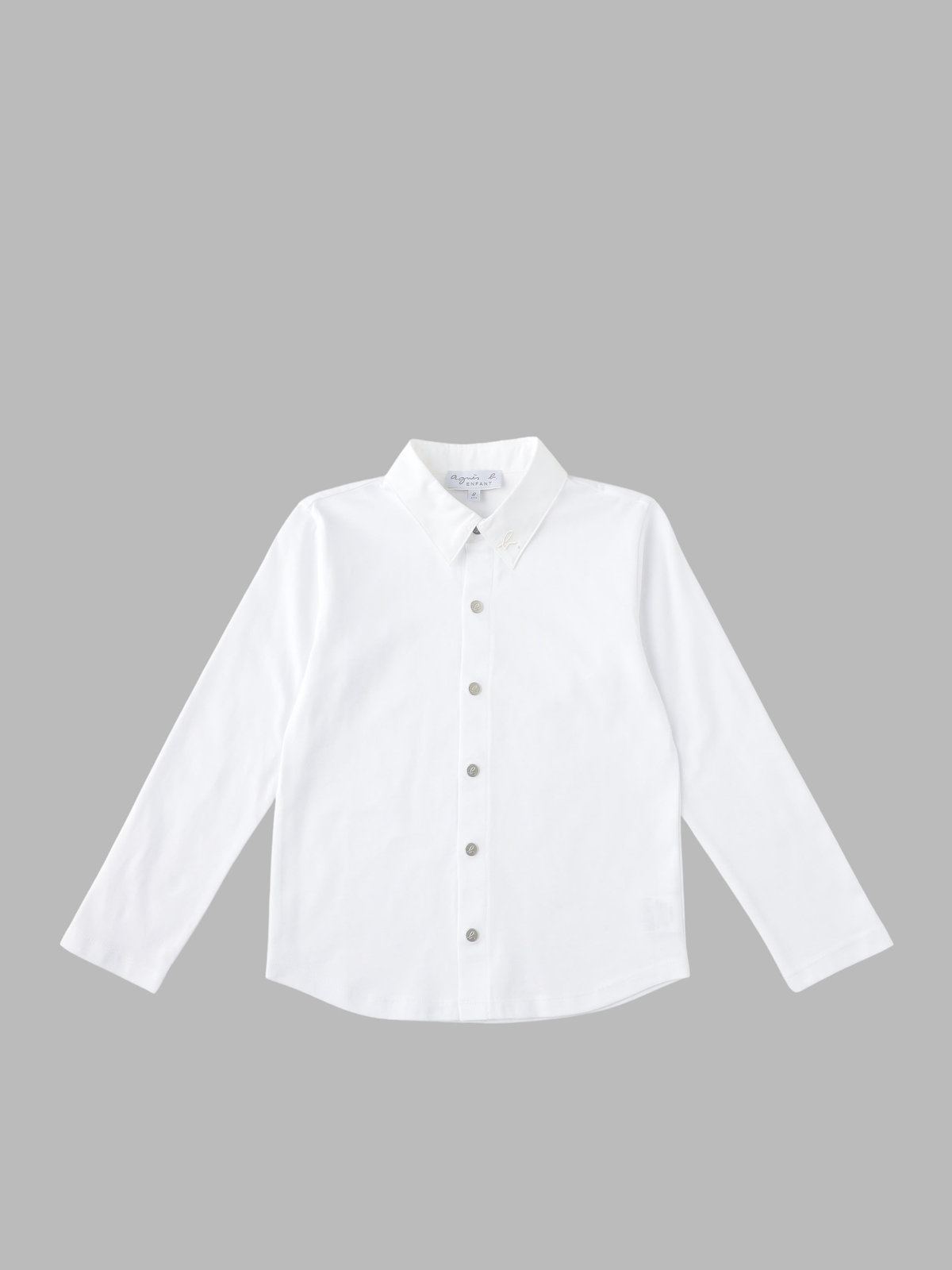 ENFANT ボーイズ キッズ "b."ロゴ 刺繍 コットンジャージー シャツ ホワイト
