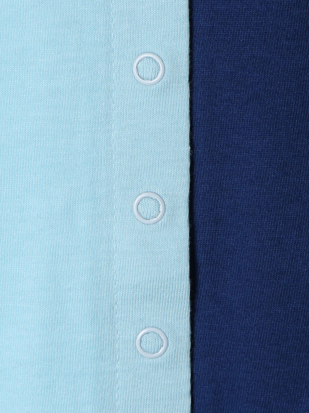 ENFANT ユニセックス キッズ バイカラー "b."ロゴ コットン 長袖 カーディガンプレッション "Bicol" ブルー