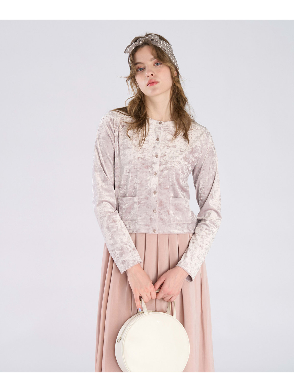 To b. by agnès b. 【Outlet】ベロア ジャージー カーディガン ベージュ