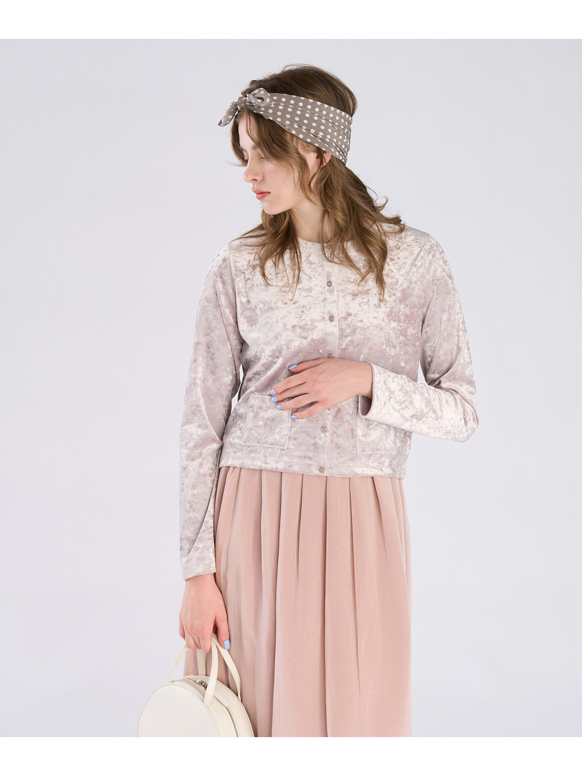 To b. by agnès b. 【Outlet】ベロア ジャージー カーディガン ベージュ