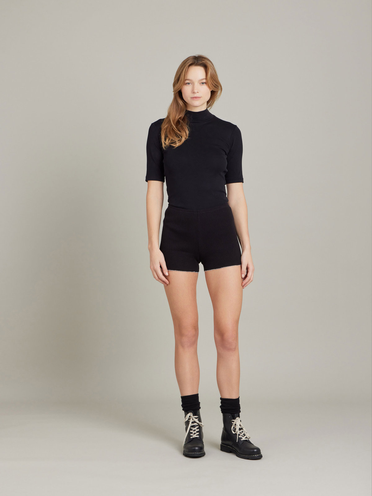 FEMME ウィメンズ 【Outlet】コットン ウール リブ ショートパンツ "Dido Picot" ブラック