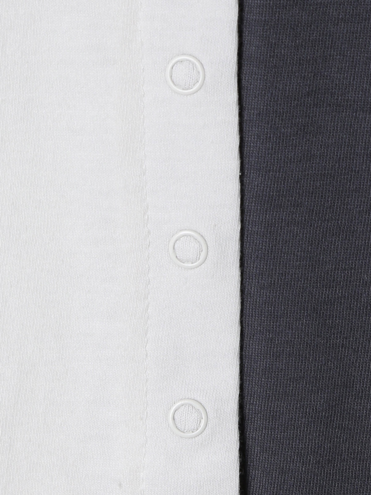 ENFANT ユニセックス キッズ バイカラー "b."ロゴ コットン 長袖 カーディガンプレッション "Bicol" グレー