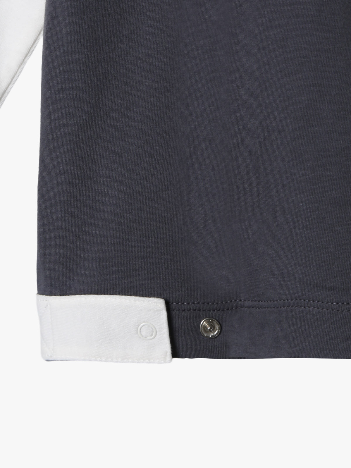 ENFANT ユニセックス キッズ バイカラー "b."ロゴ コットン 長袖 カーディガンプレッション "Bicol" グレー