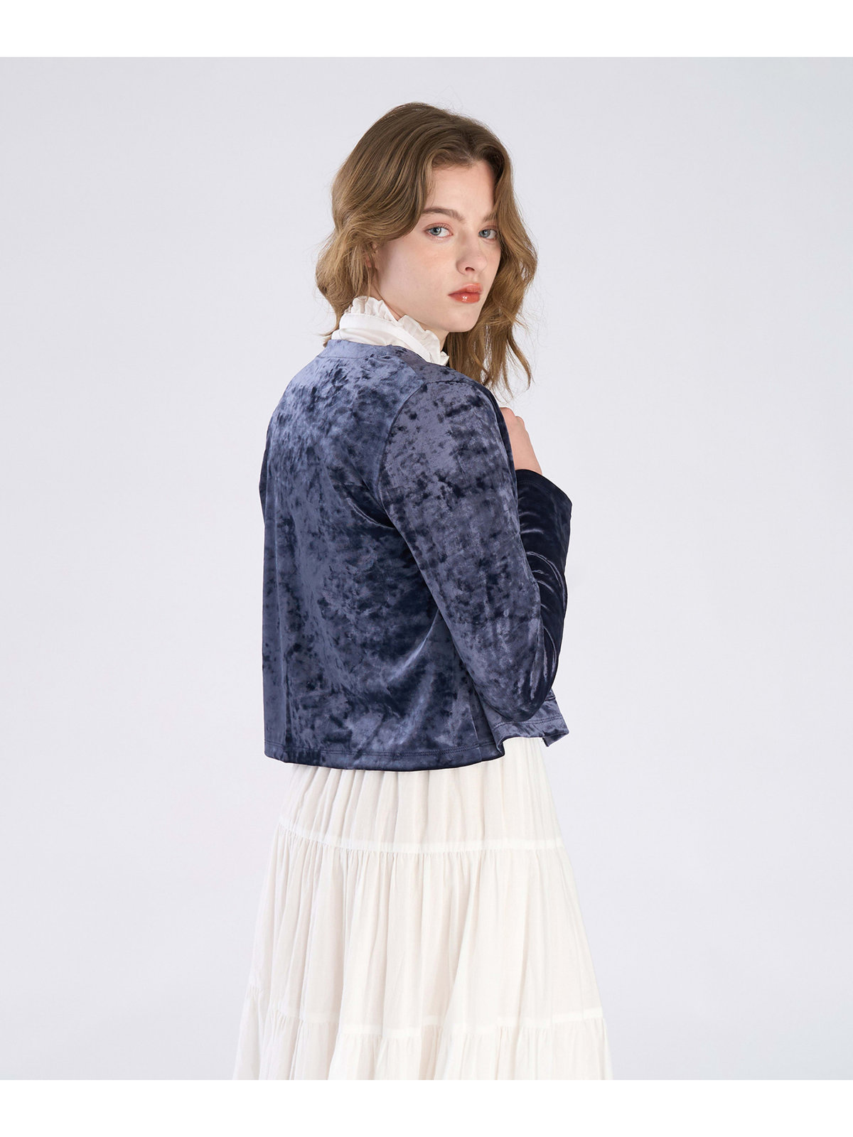 To b. by agnès b. 【Outlet】ベロア ジャージー カーディガン ネイビー