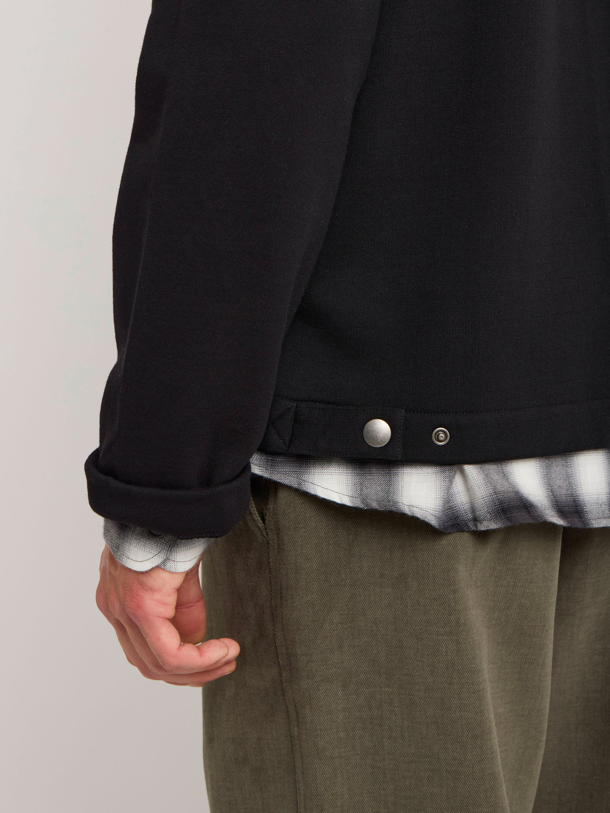 HOMME メンズ メンズ オーガニックコットン メルトン 長袖 カーディガンプレッション "Yvan" ブラック