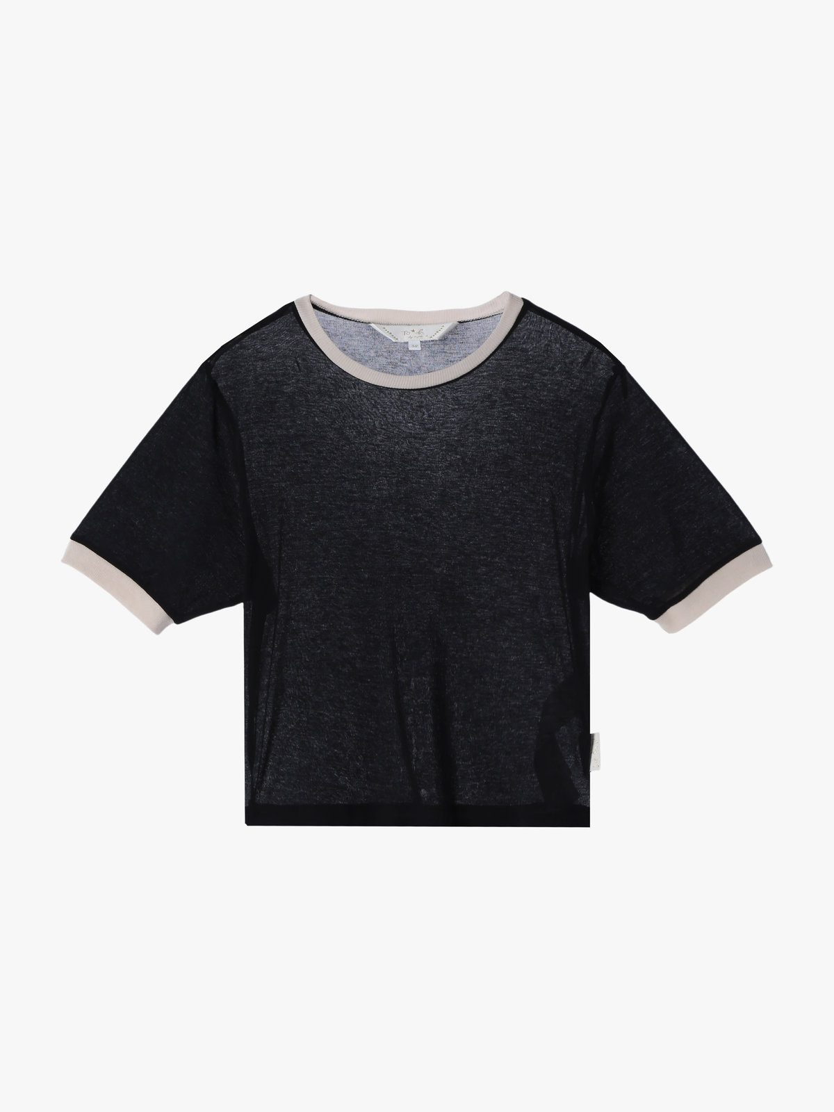 To b. by agnès b. 【Outlet】シアー コットン 半袖 リンガーTシャツ ブラック
