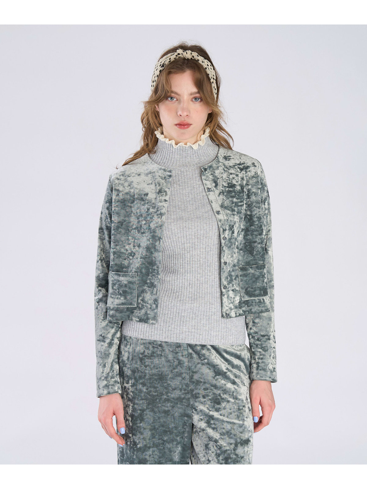 To b. by agnès b. 【Outlet】ベロア ジャージー カーディガン グリーン系その他