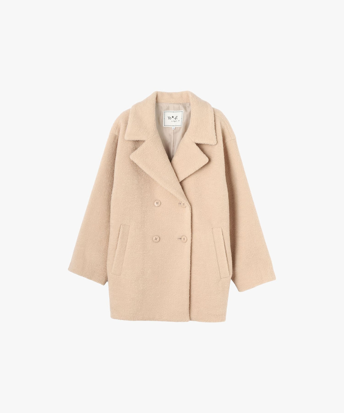 To b. by agnès b. フラッフィー カーリー ピーコート ベージュ
