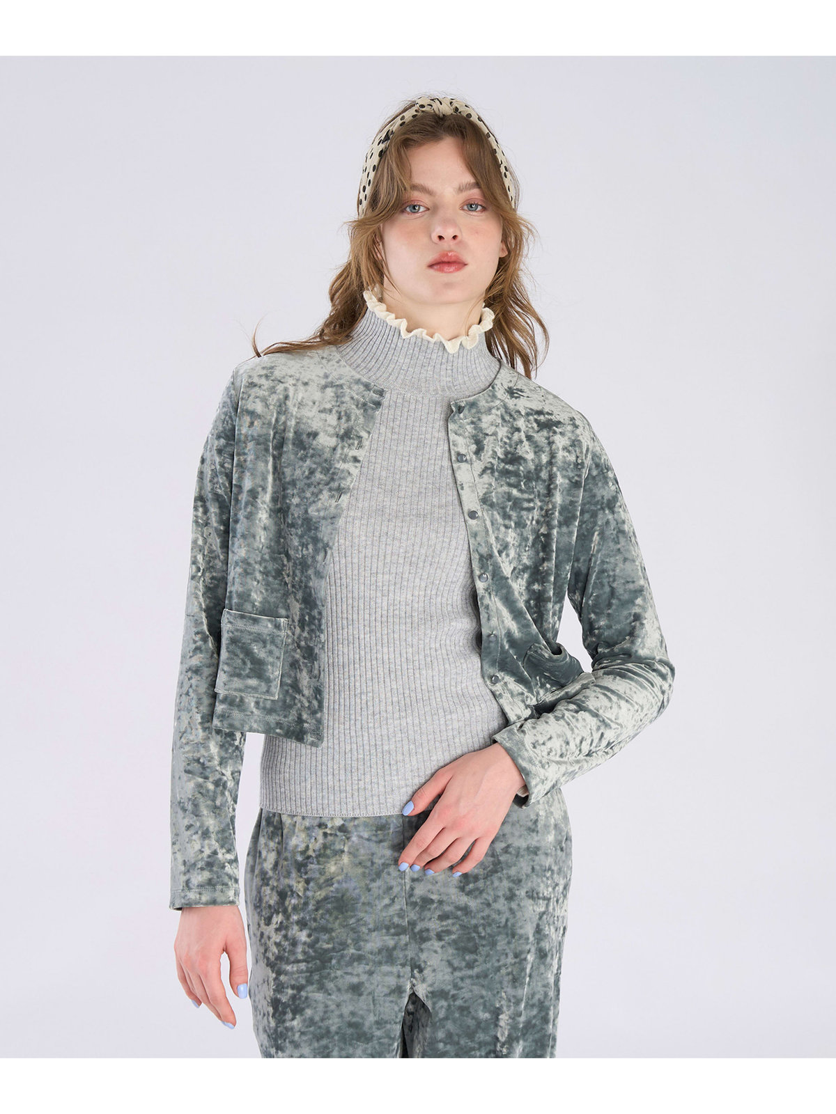 To b. by agnès b. 【Outlet】ベロア ジャージー カーディガン グリーン系その他