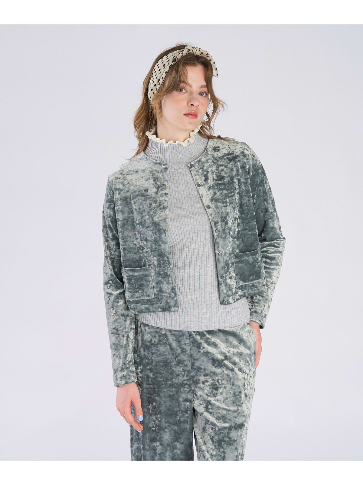 To b. by agnès b. 【Outlet】ベロア ジャージー カーディガン グリーン系その他