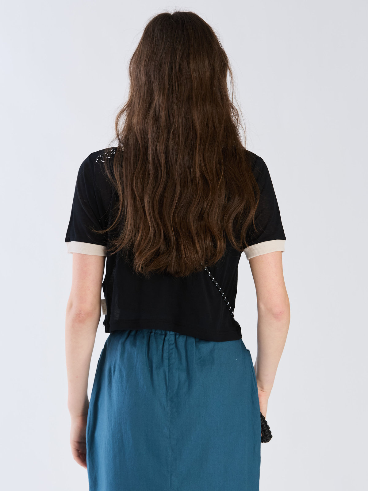 To b. by agnès b. 【Outlet】シアー コットン 半袖 リンガーTシャツ ブラック