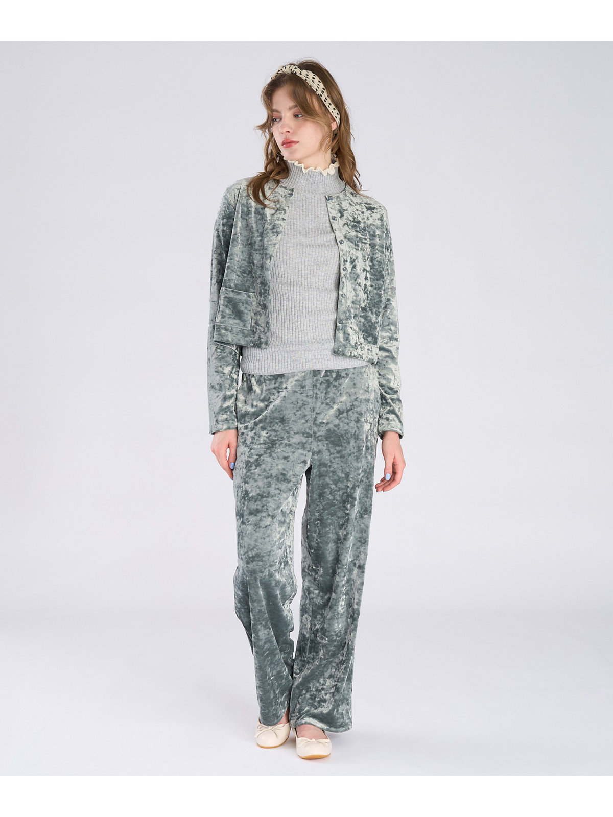 To b. by agnès b. 【Outlet】ベロア ジャージー カーディガン グリーン系その他