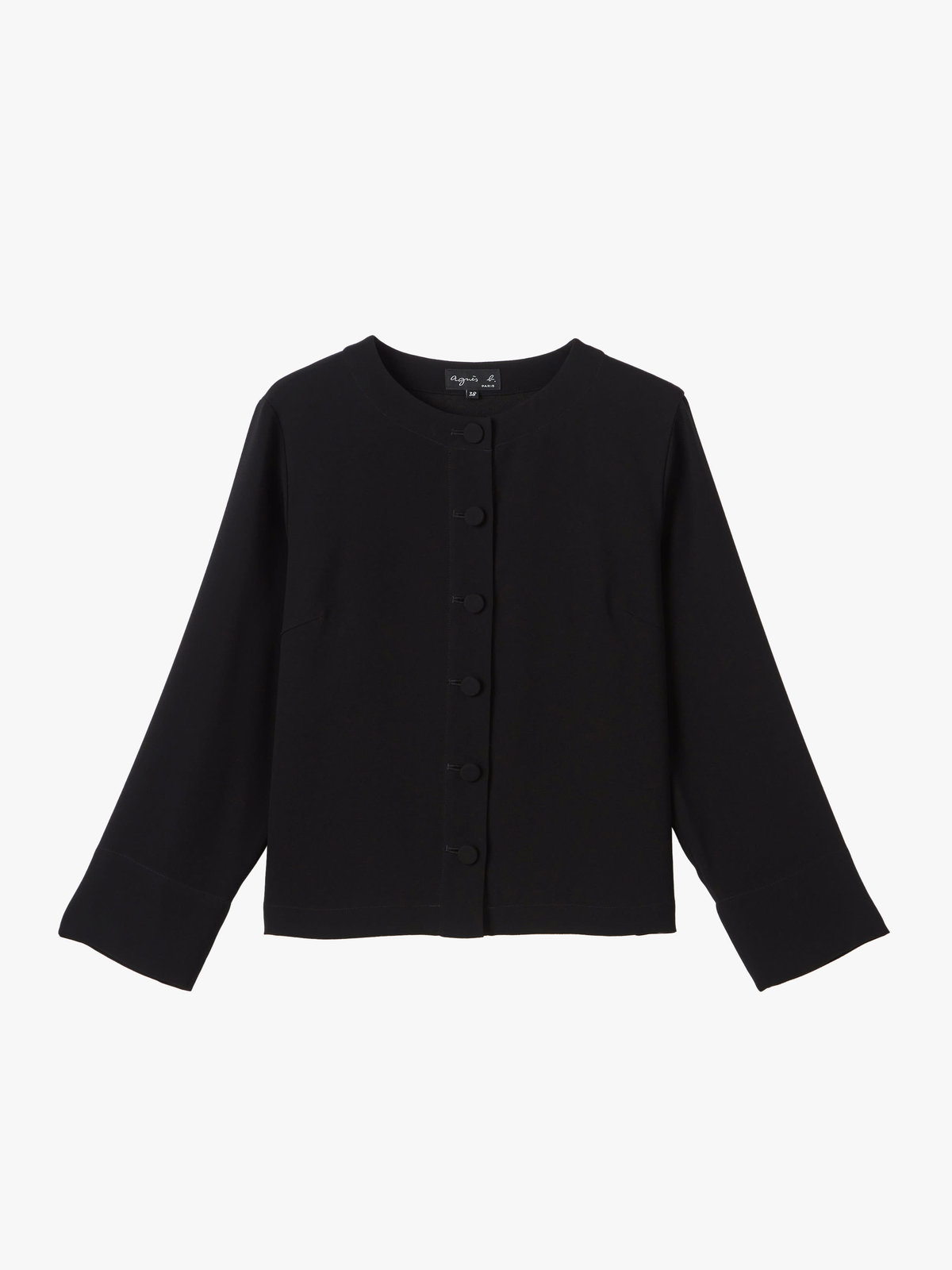 FEMME ウィメンズ ブラック トリアセテート ノーカラー シャツジャケット "Beatriz" ブラック