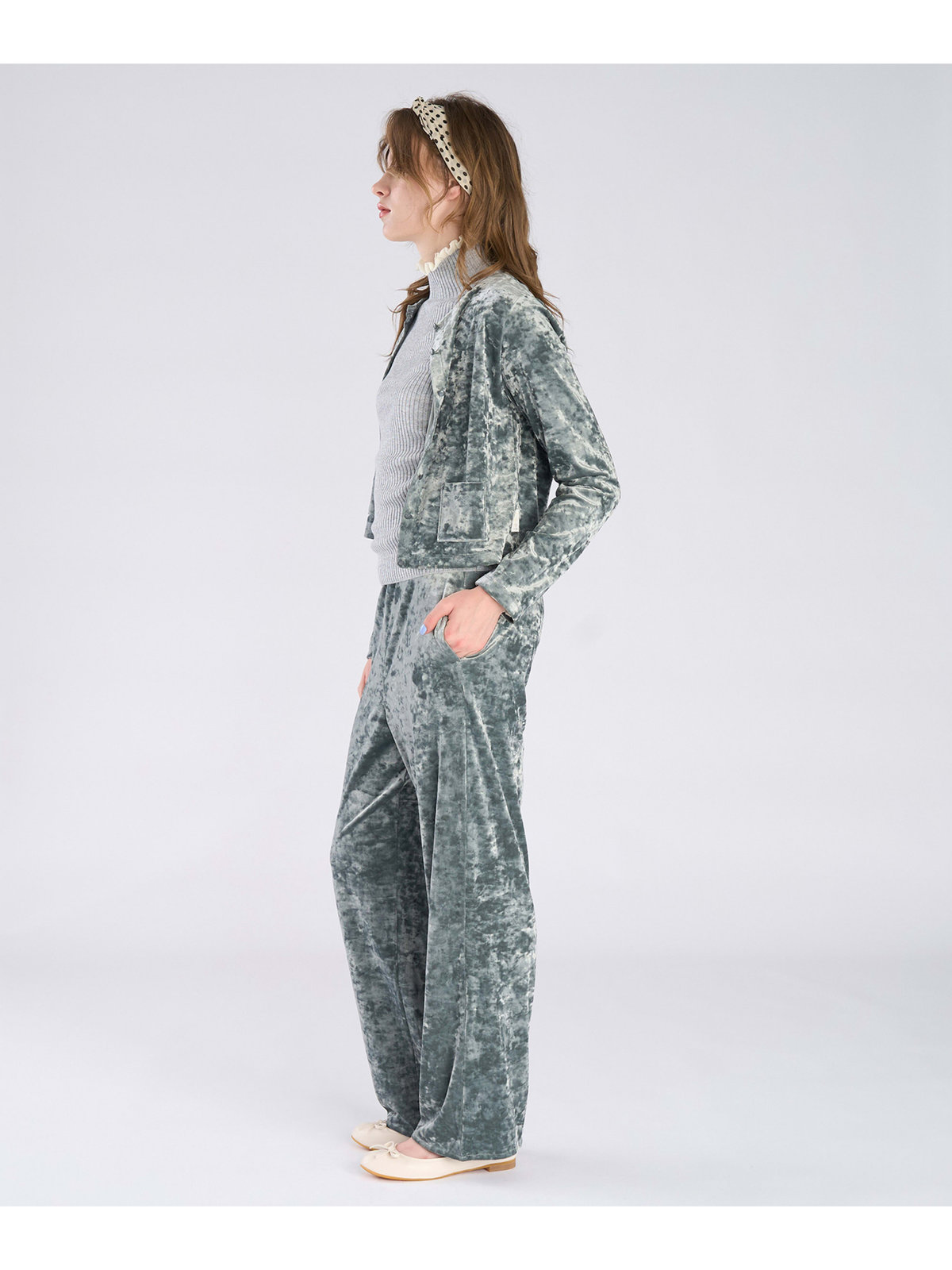 To b. by agnès b. 【Outlet】ベロア ジャージー カーディガン グリーン系その他