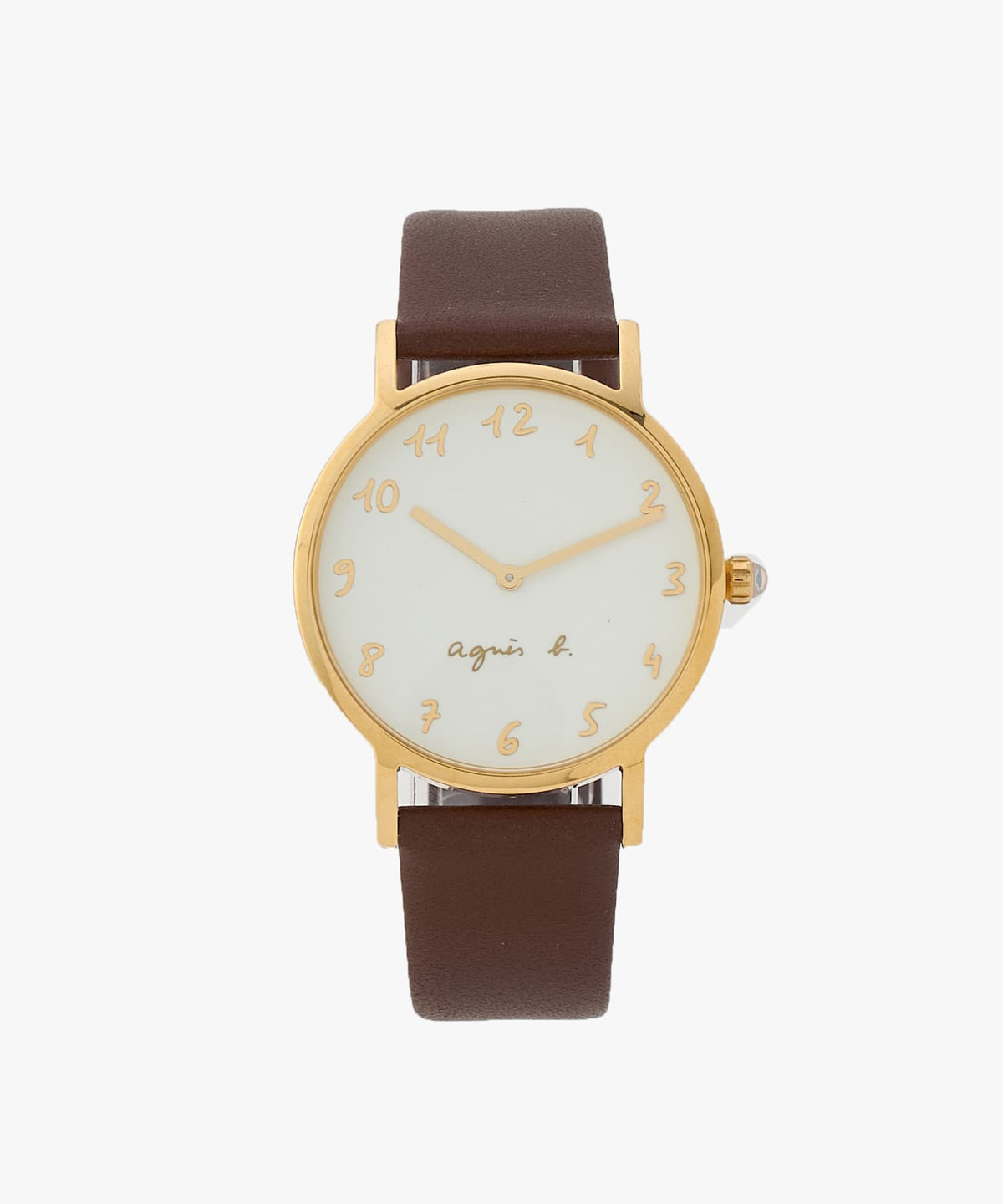 HOMME メンズ メンズ ブラウン レザー ラウンド ウォッチ "Marcello" ダークブラウン