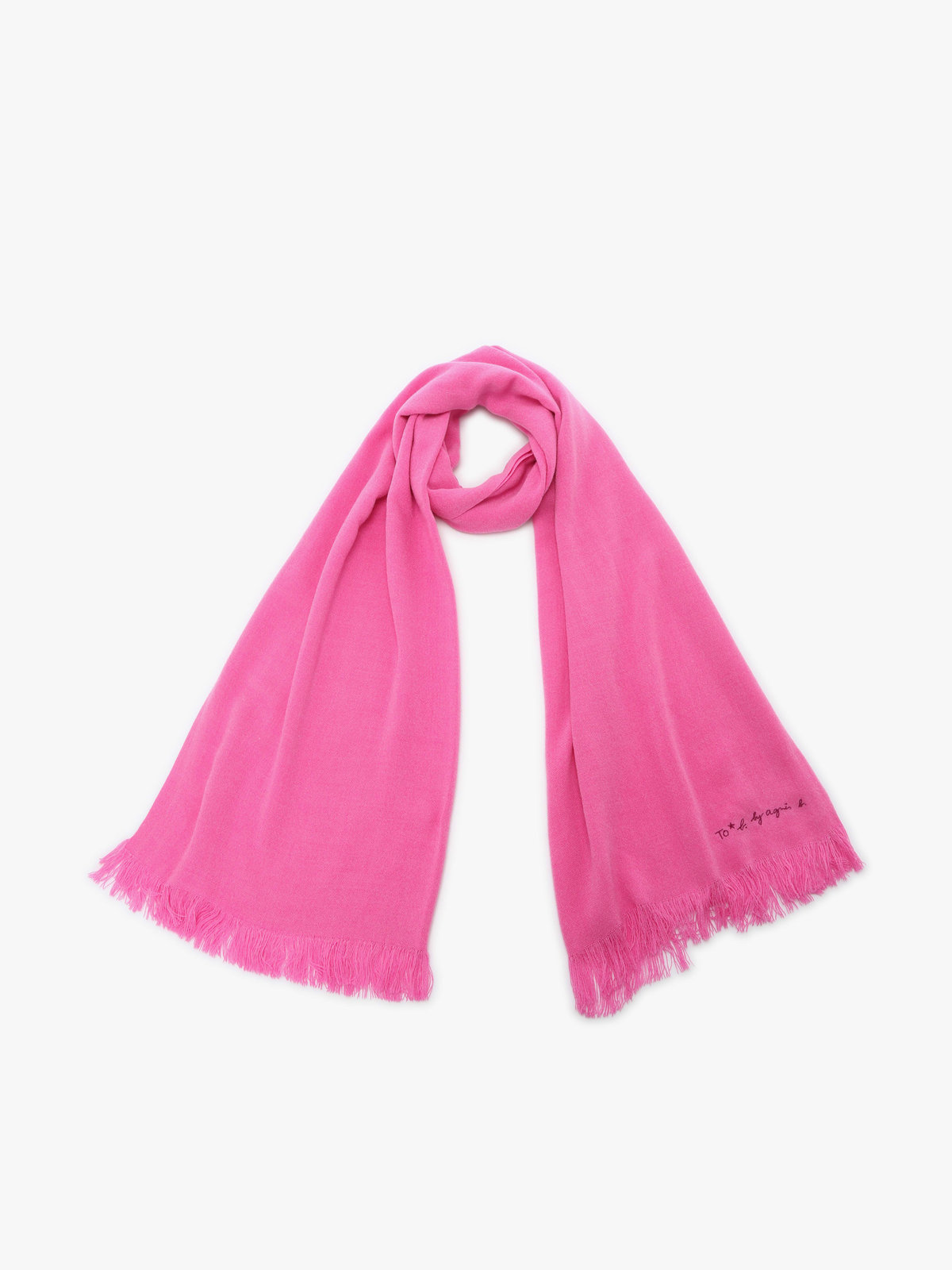 To b. by agnès b. 【Outlet】ロゴ刺繍 ライトウェーブストール ピンク