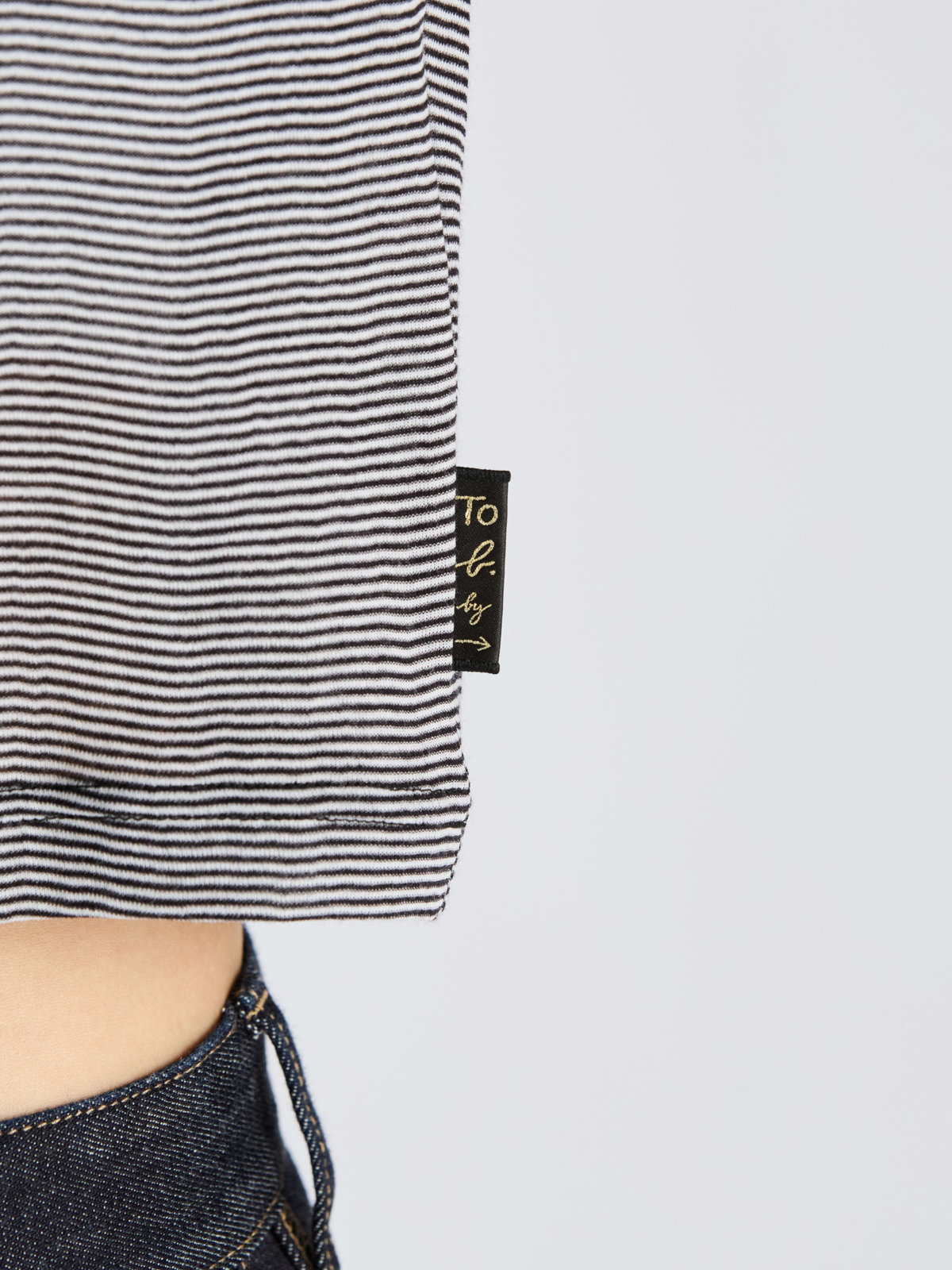 To b. by agnès b. 【Outlet】シアー コットン 半袖 リンガーTシャツ ブラック×ホワイト