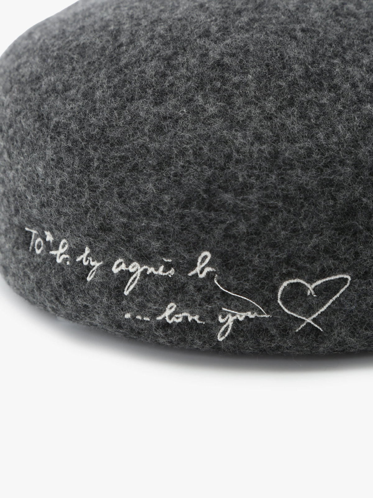 To b. by agnès b. 【Outlet】LOVE YOU 刺繍 ベレー グレー×ブラック